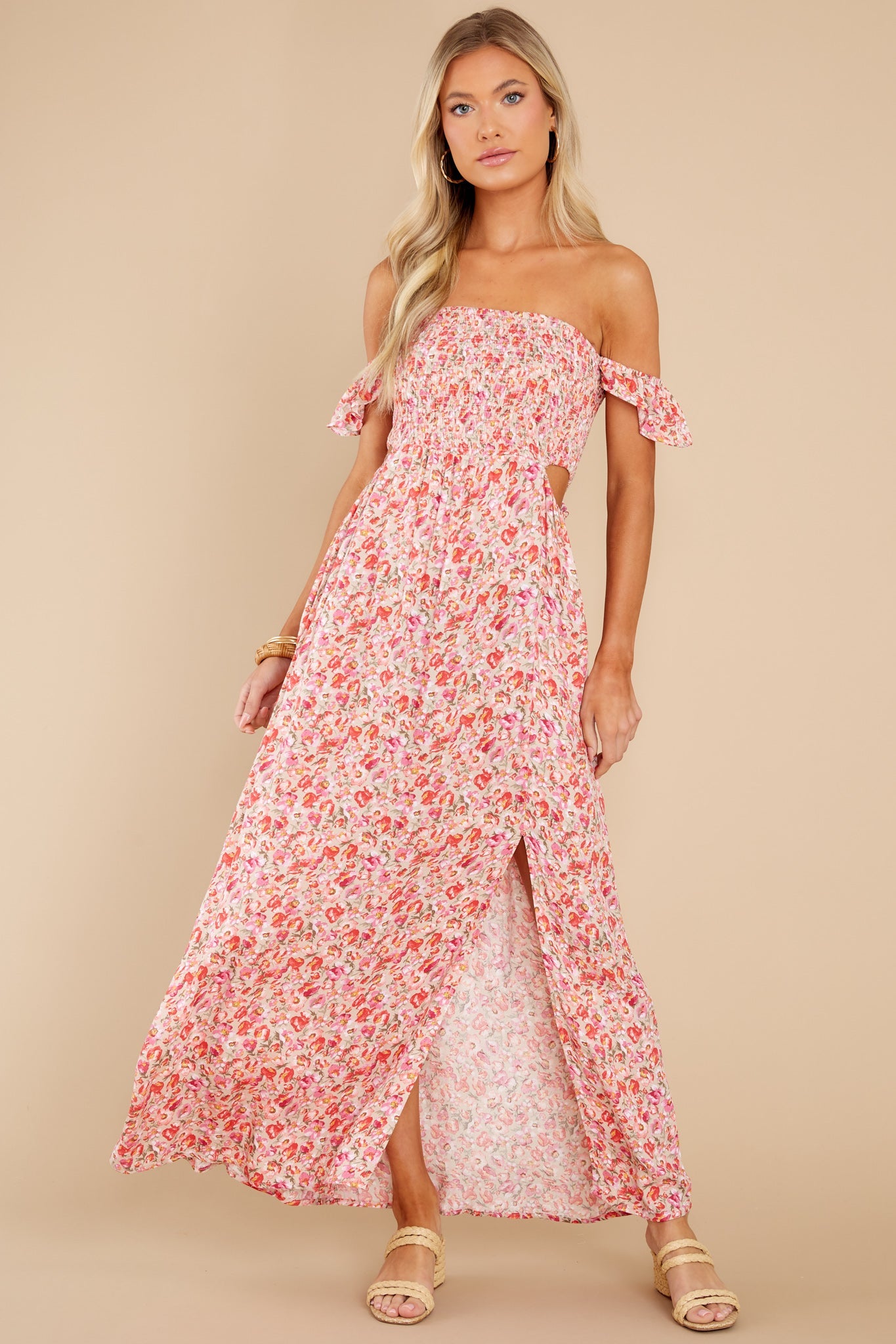 Let Love Blossom Pink Floral Midi Dress