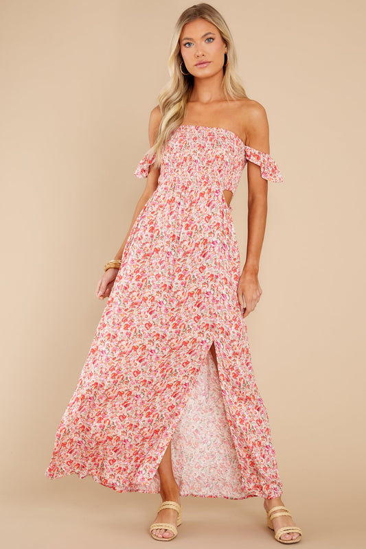 Let Love Blossom Pink Floral Midi Dress