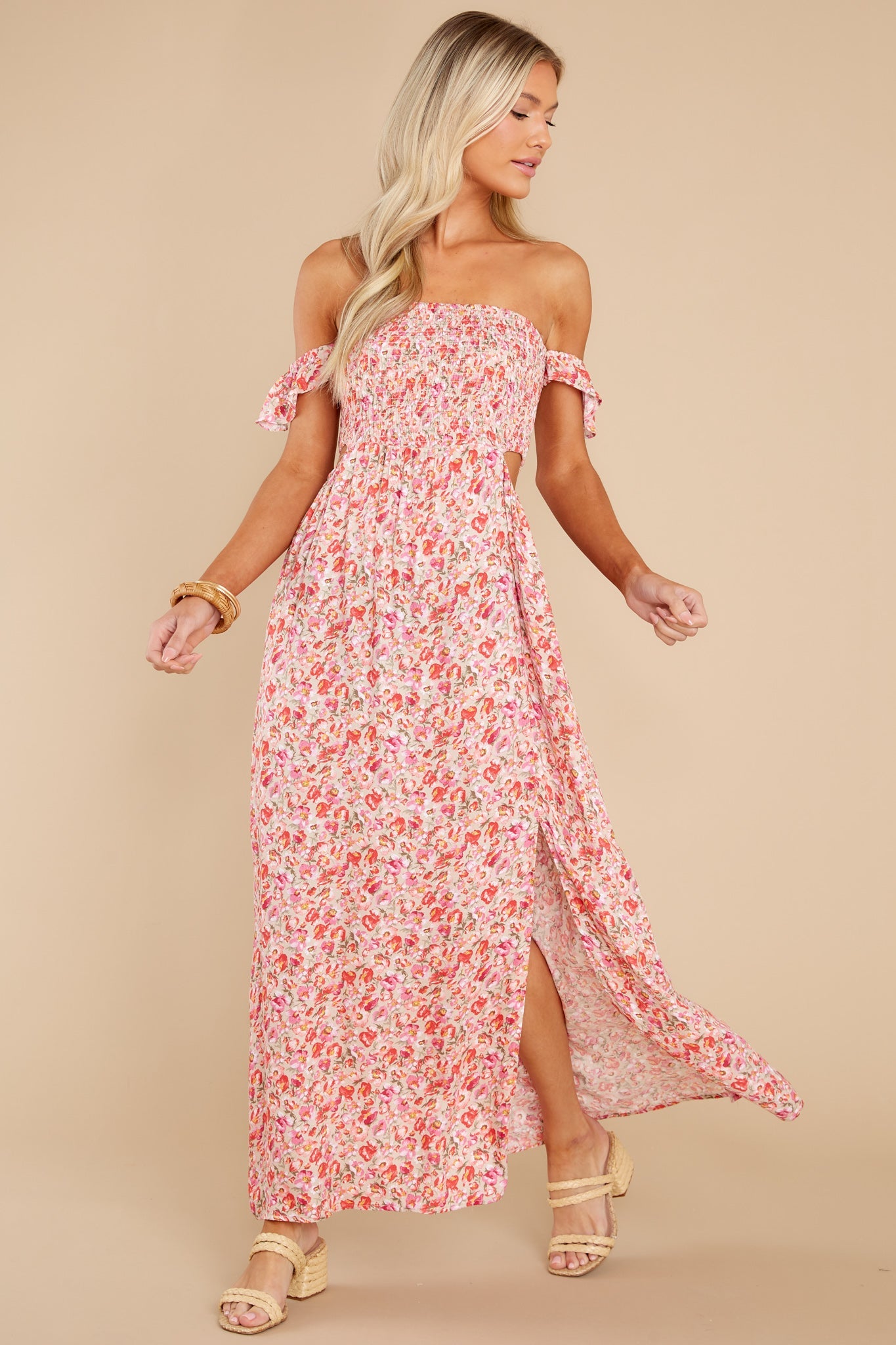 Let Love Blossom Pink Floral Midi Dress