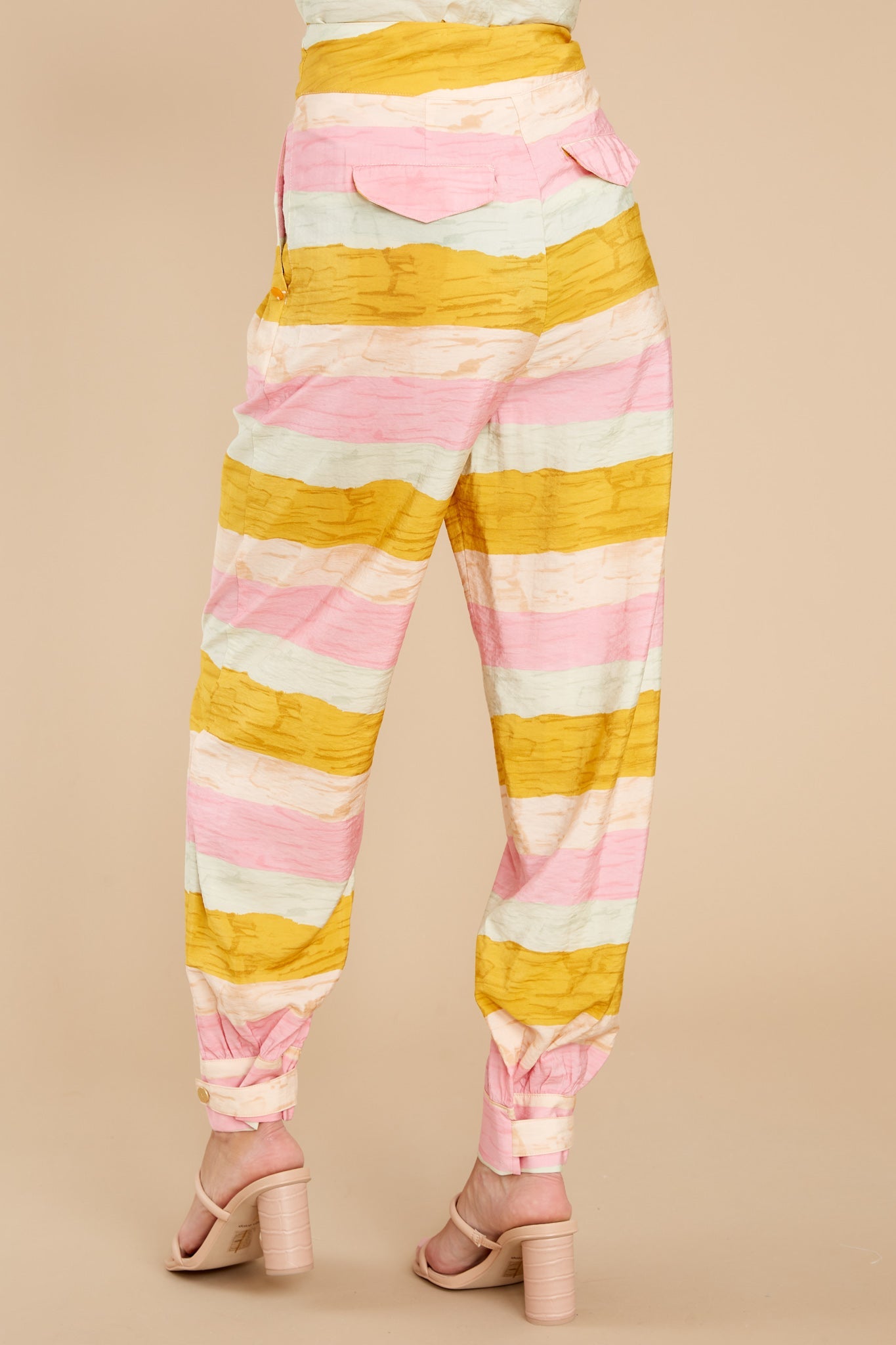 Delightful Daydreams Yellow Striped High Rise Trousers