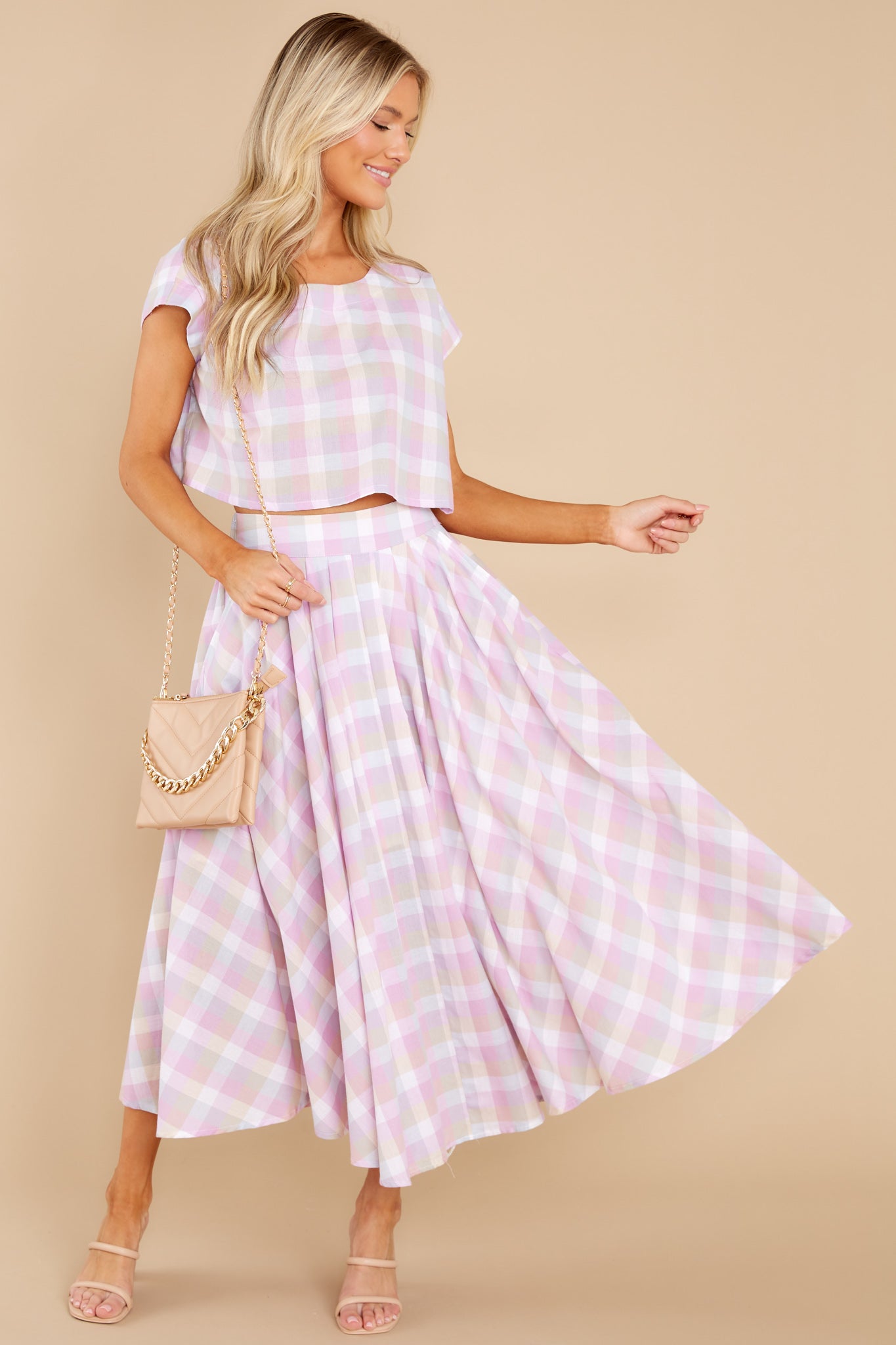 New Blossoms Lavender Plaid Two Piece Set