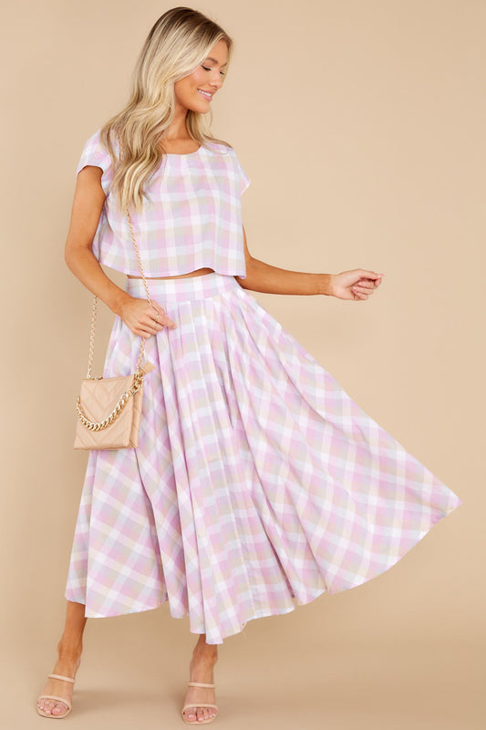 New Blossoms Lavender Plaid Two Piece Set