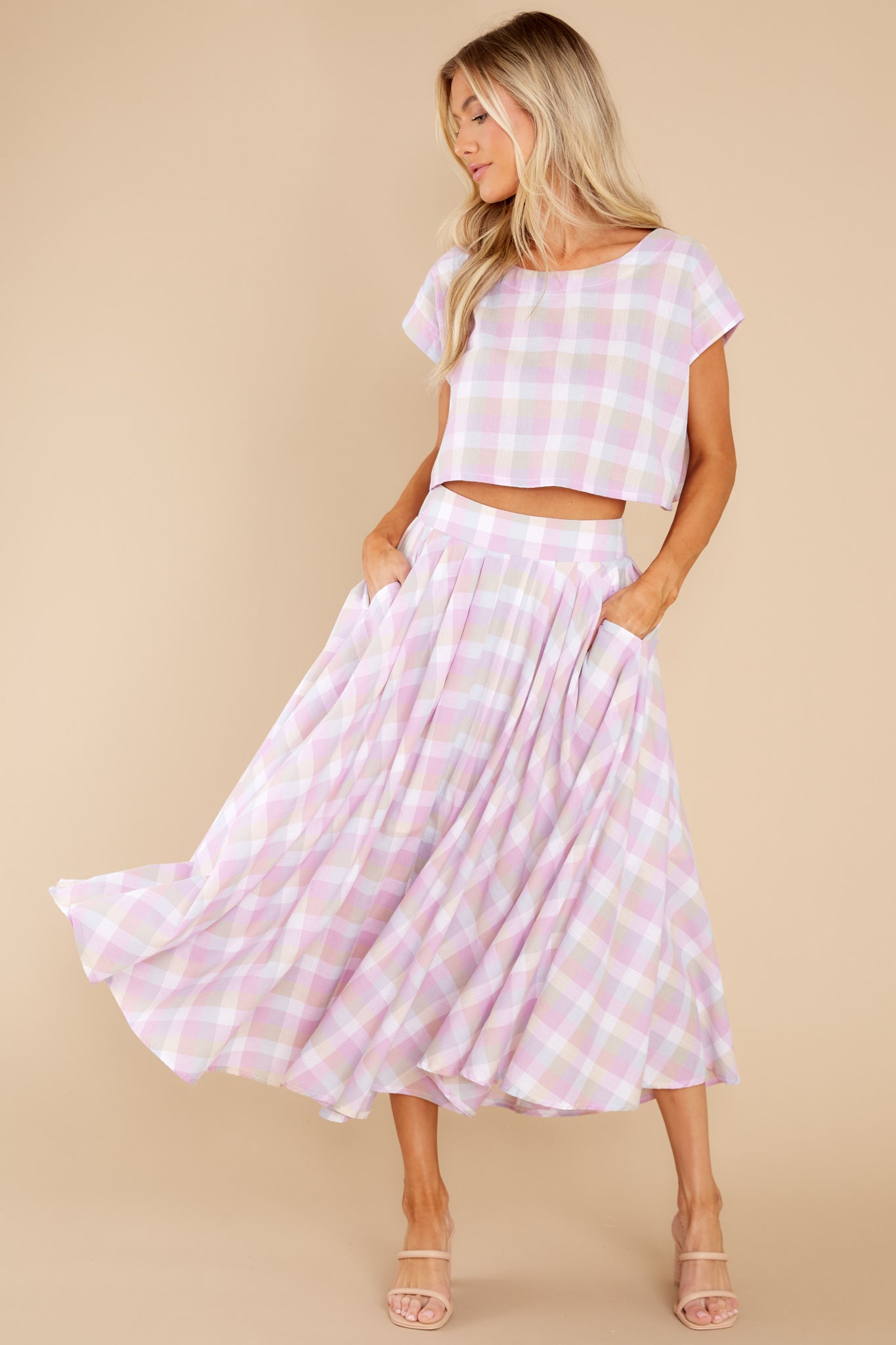 New Blossoms Lavender Plaid Two Piece Set