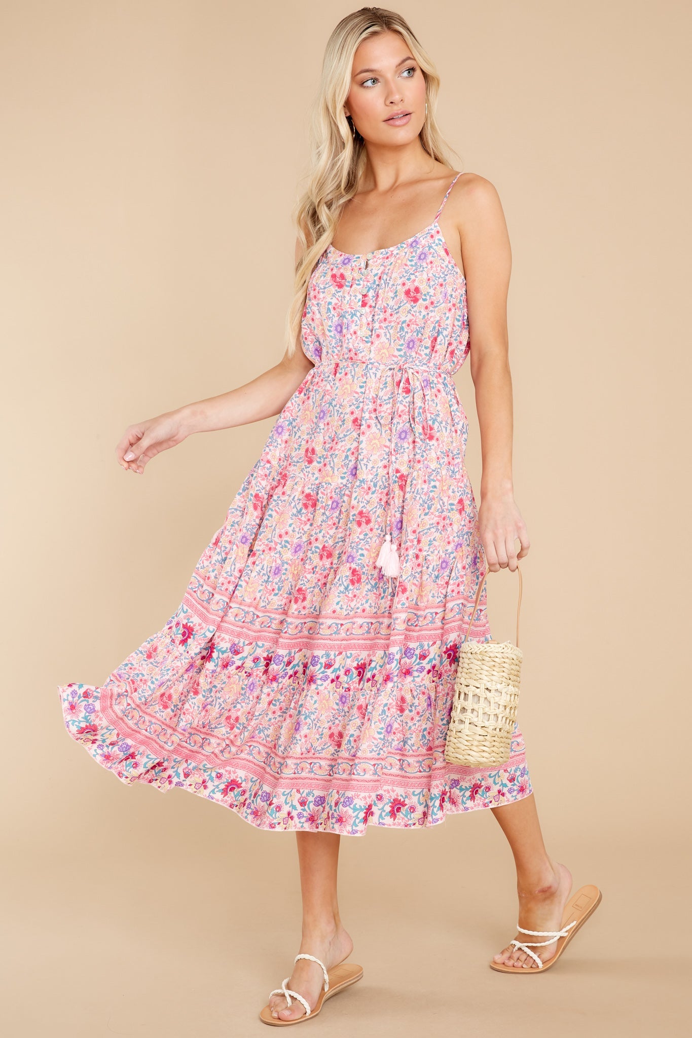 Boldly Blooming Pink Floral Print Dress