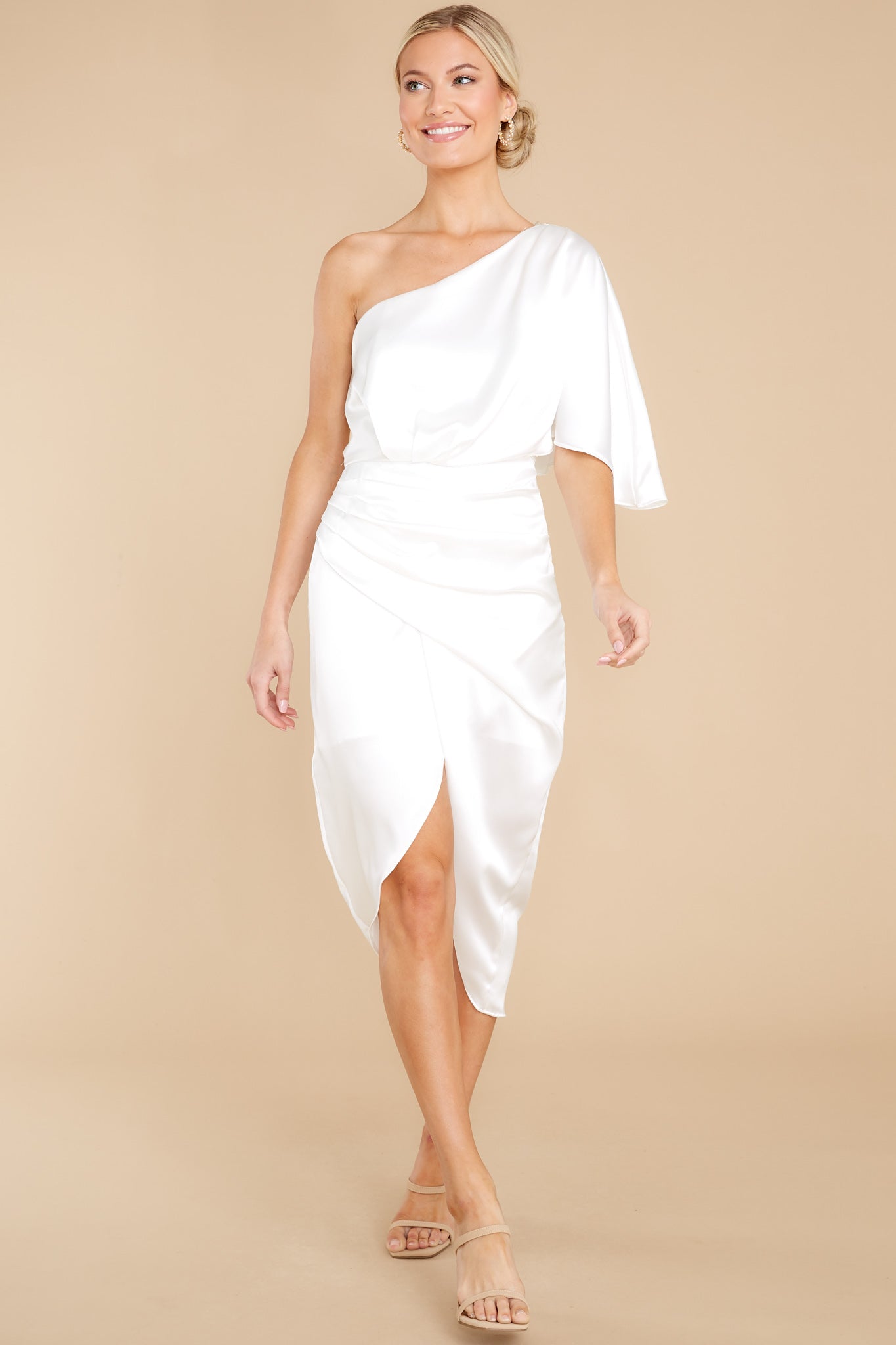 Make A Toast White One Shoulder Dress