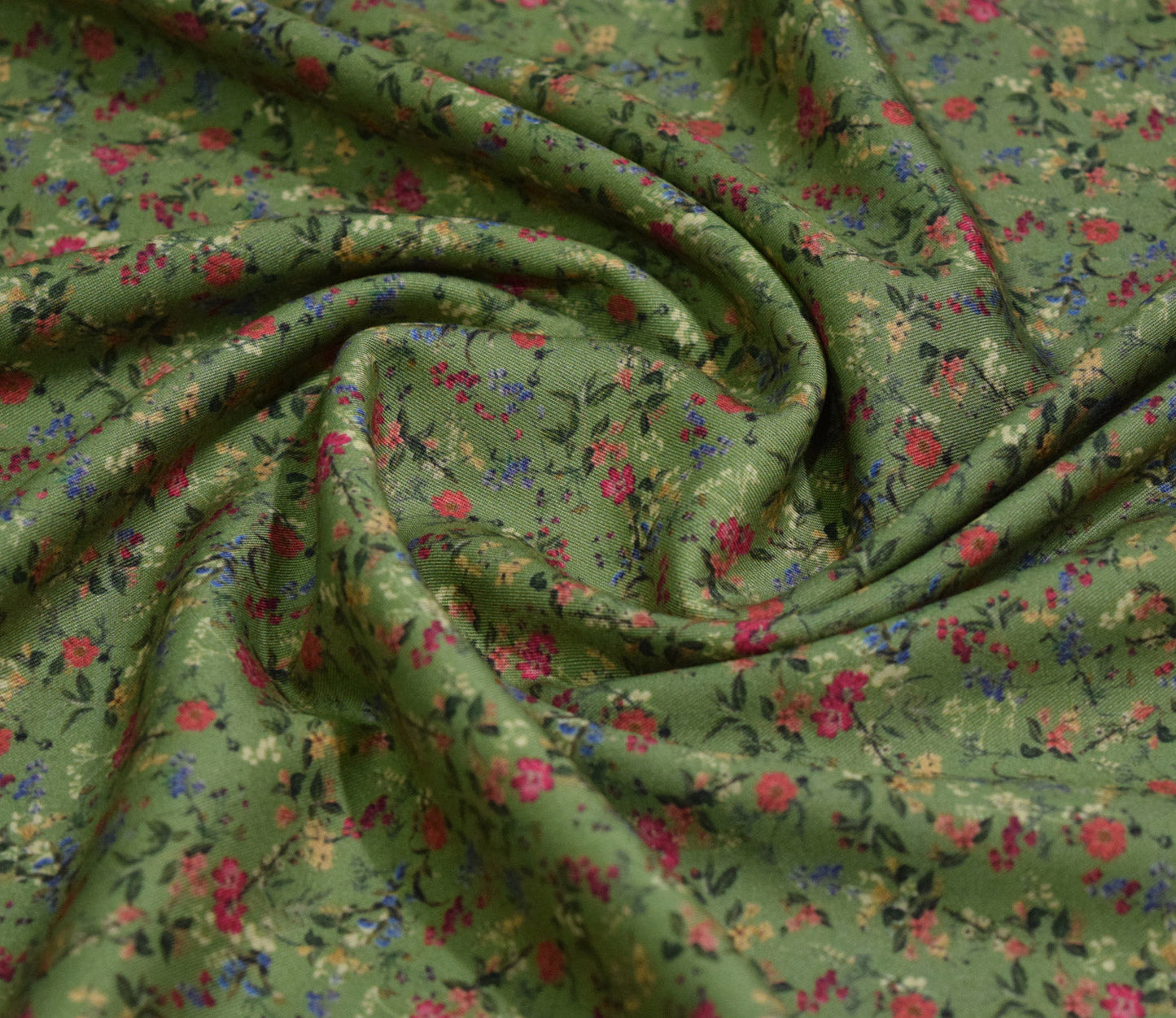 Small Floral Pattern Digital Printed Pure Pashmina Fabric Available in Orange , Pink , Mustard and Green