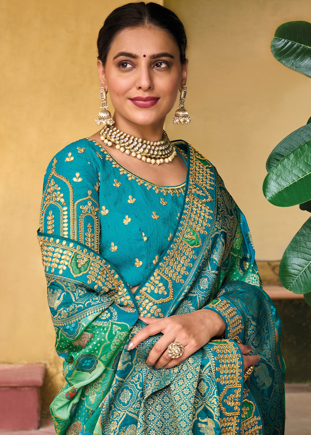 Shades Of Blue Dola Silk Saree with Beautiful Embroidery work: Wedding Edition