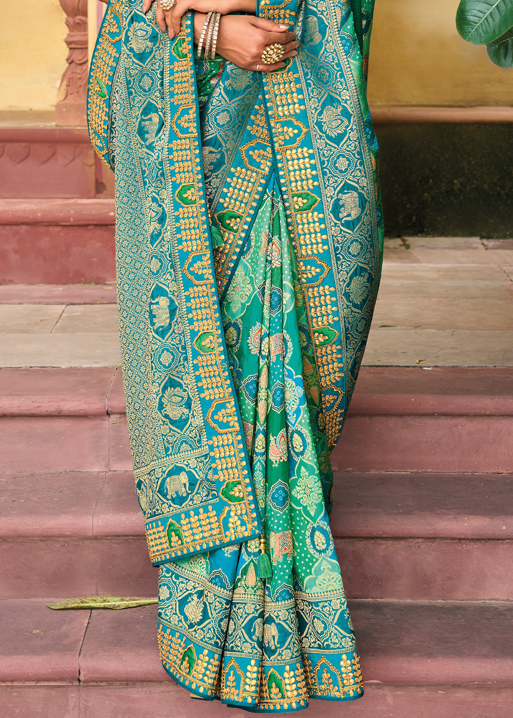 Shades Of Blue Dola Silk Saree with Beautiful Embroidery work: Wedding Edition