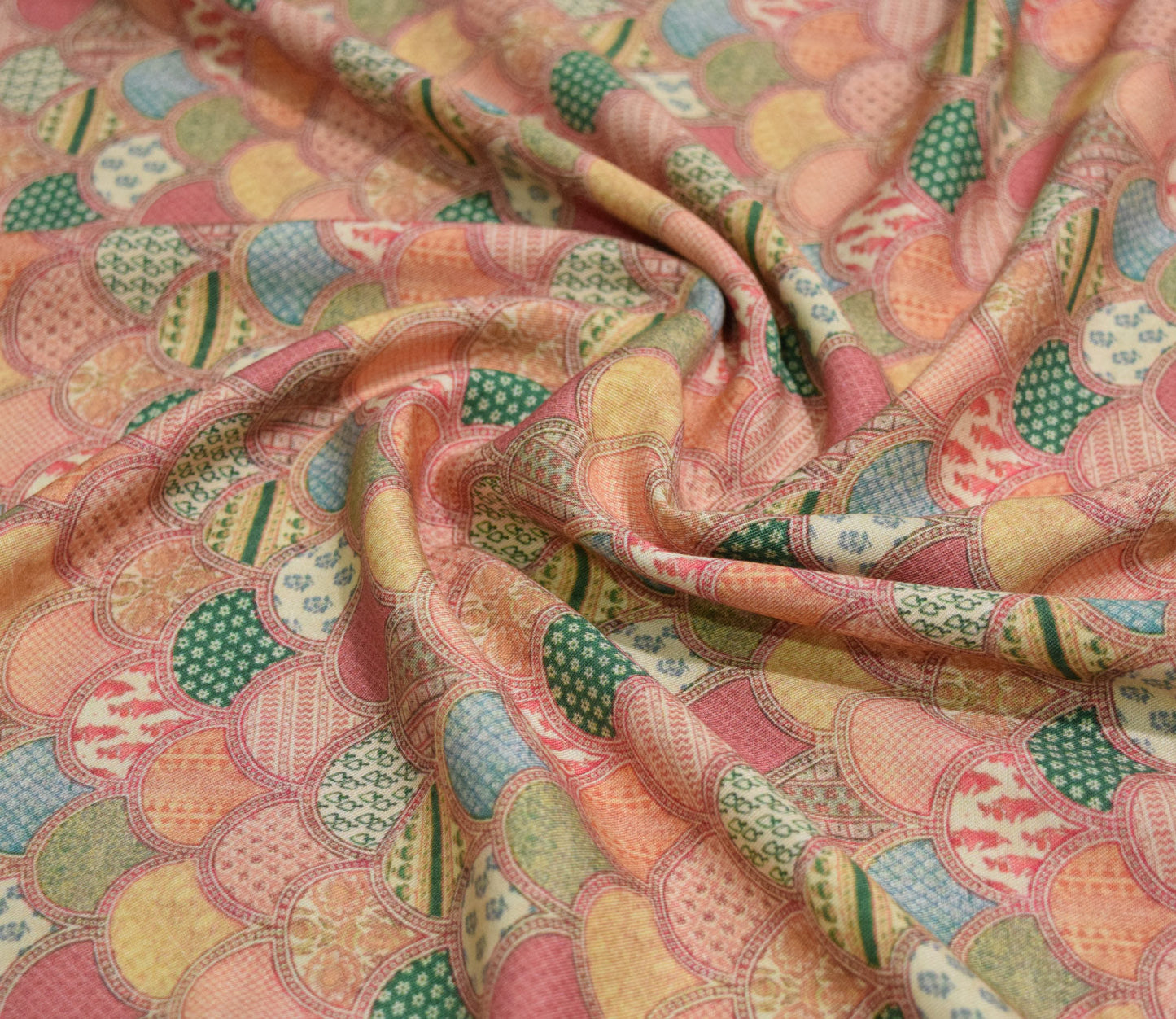 Multi Color Pattern Digital Printed Pure Pashmina Fabric Available in Pink and Yellow