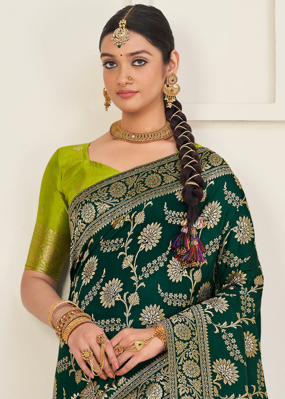 Sacramento Green Zari Woven Dola Silk Saree