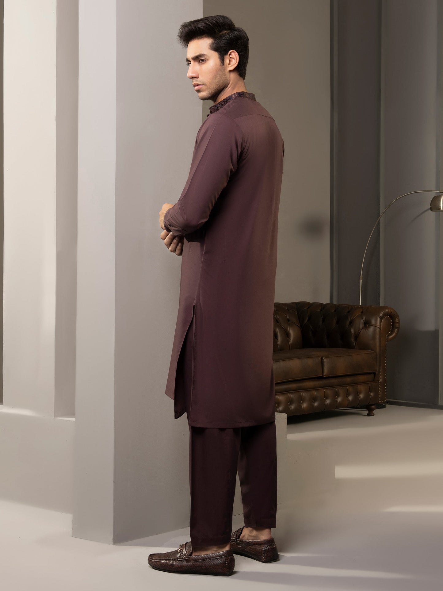 2 Piece Embroidered Wash and Wear Suit