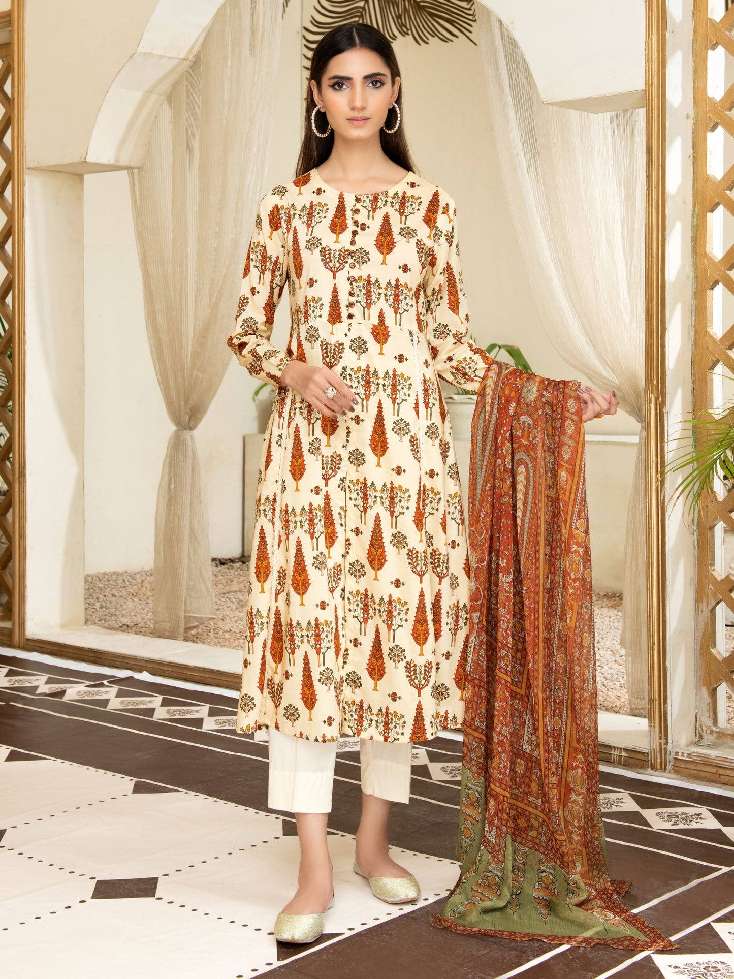 2 Piece Printed Cambric Suit