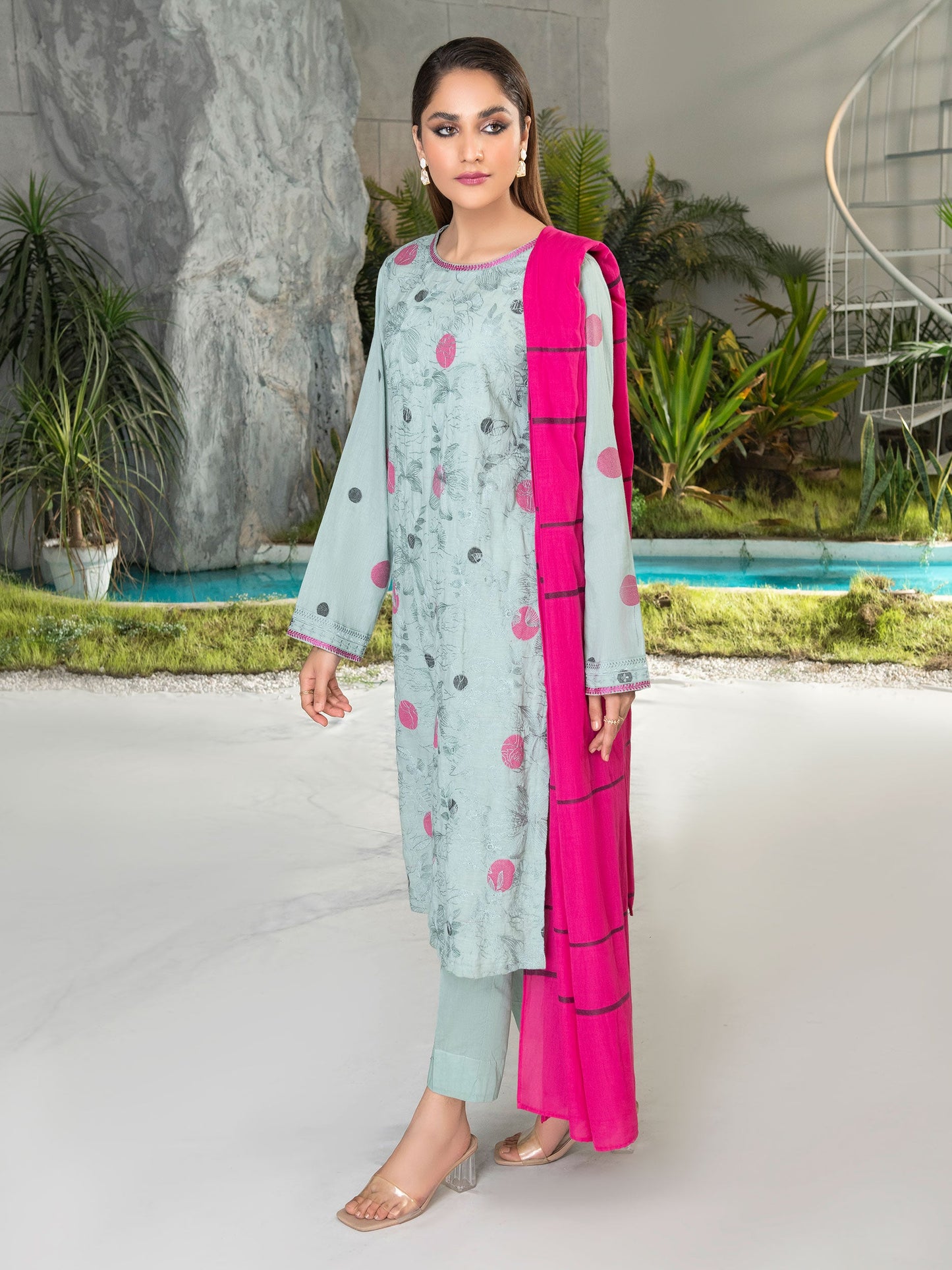 3 Piece Embroidered Jacquard Suit