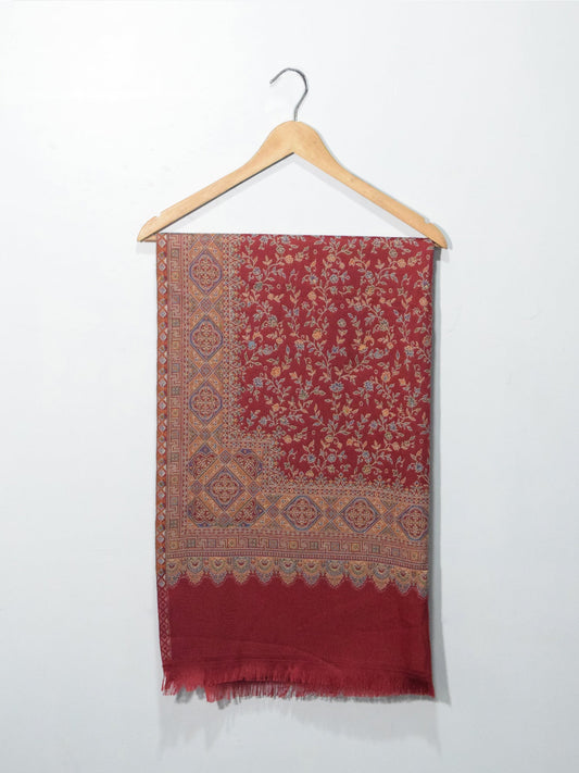 Red Woven Jacquard Pashmina Shawl