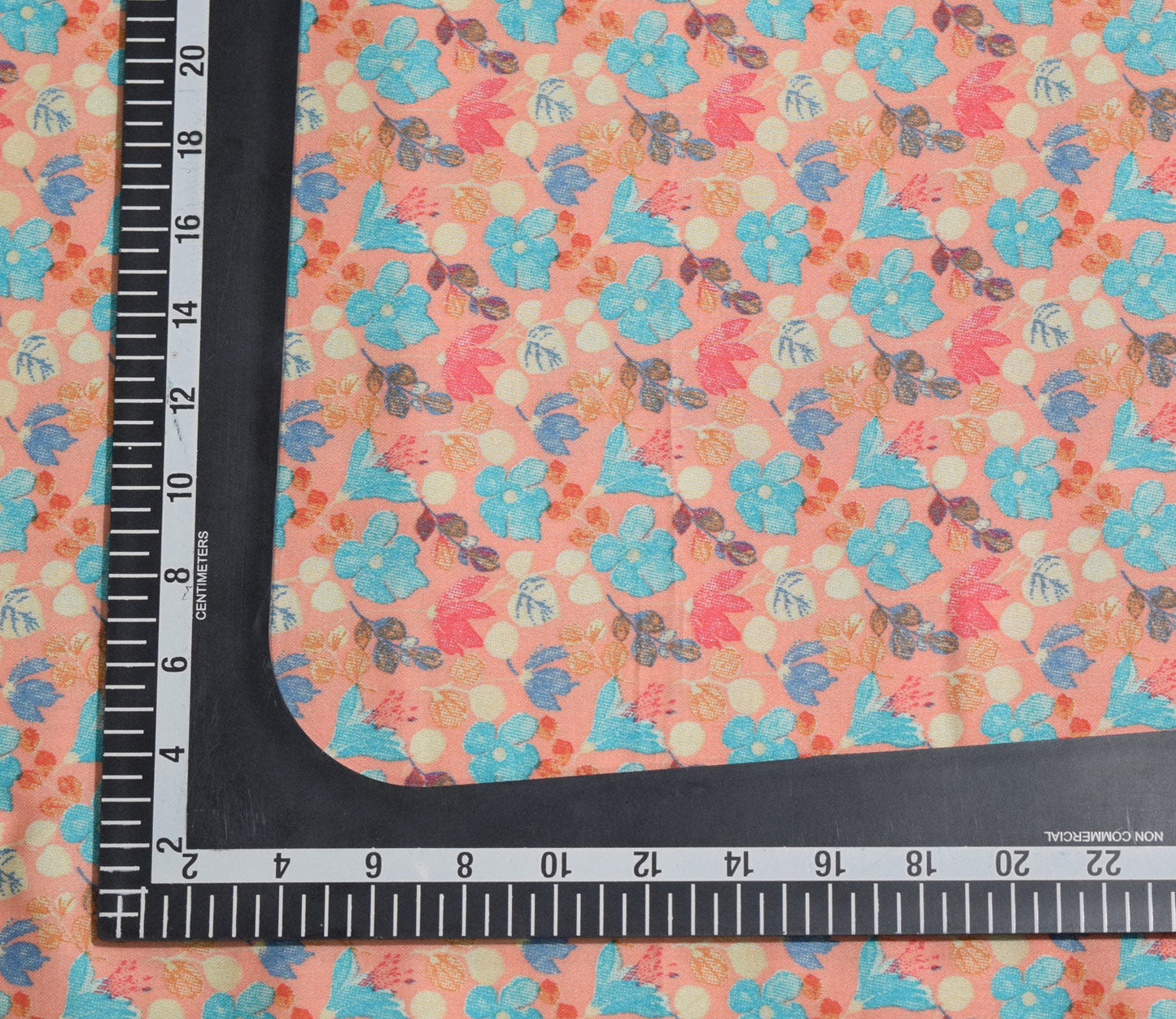 Floral Pattern Screen Printed Cotton Satin Fabric Available in Blue , Yellow, Peach and Grey