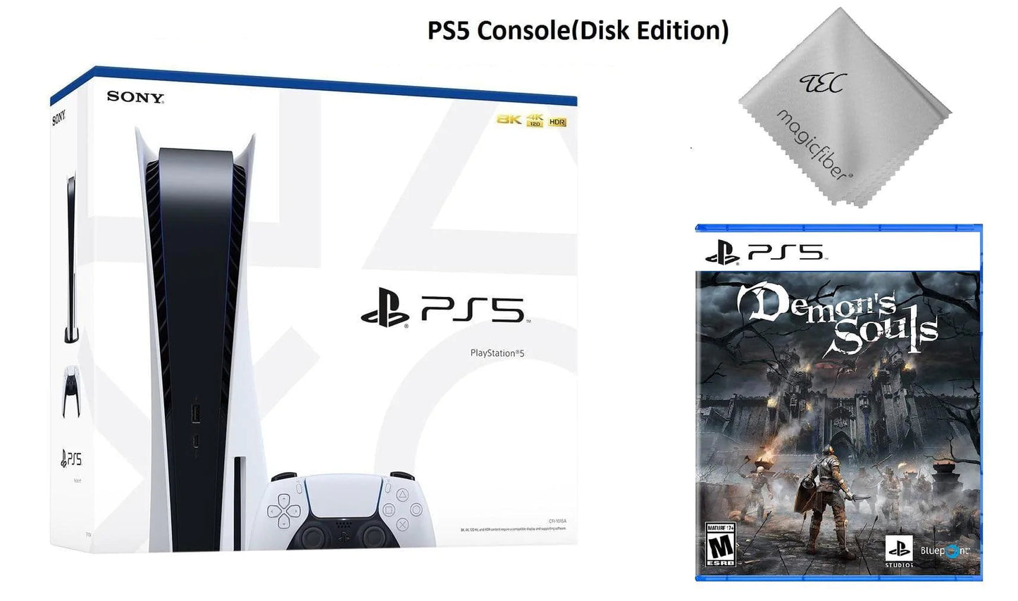 Play Station_PS5 Gaming Console(Disc Version) with Demon's Souls Game Bundle