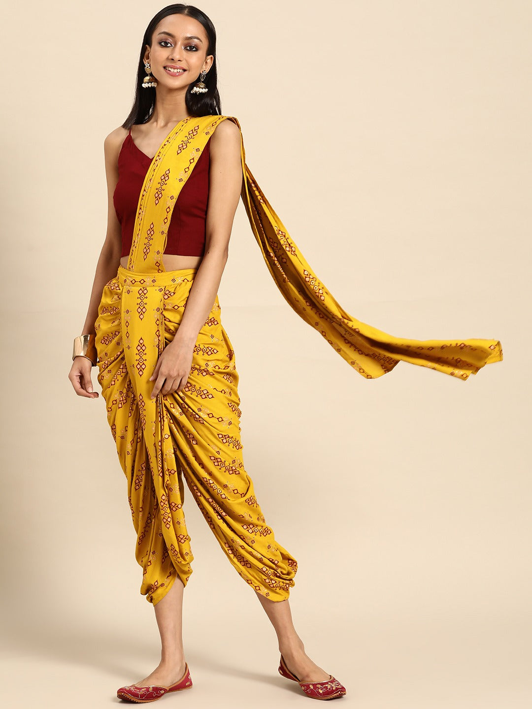 Dhoti with dupatta drape and Blouse