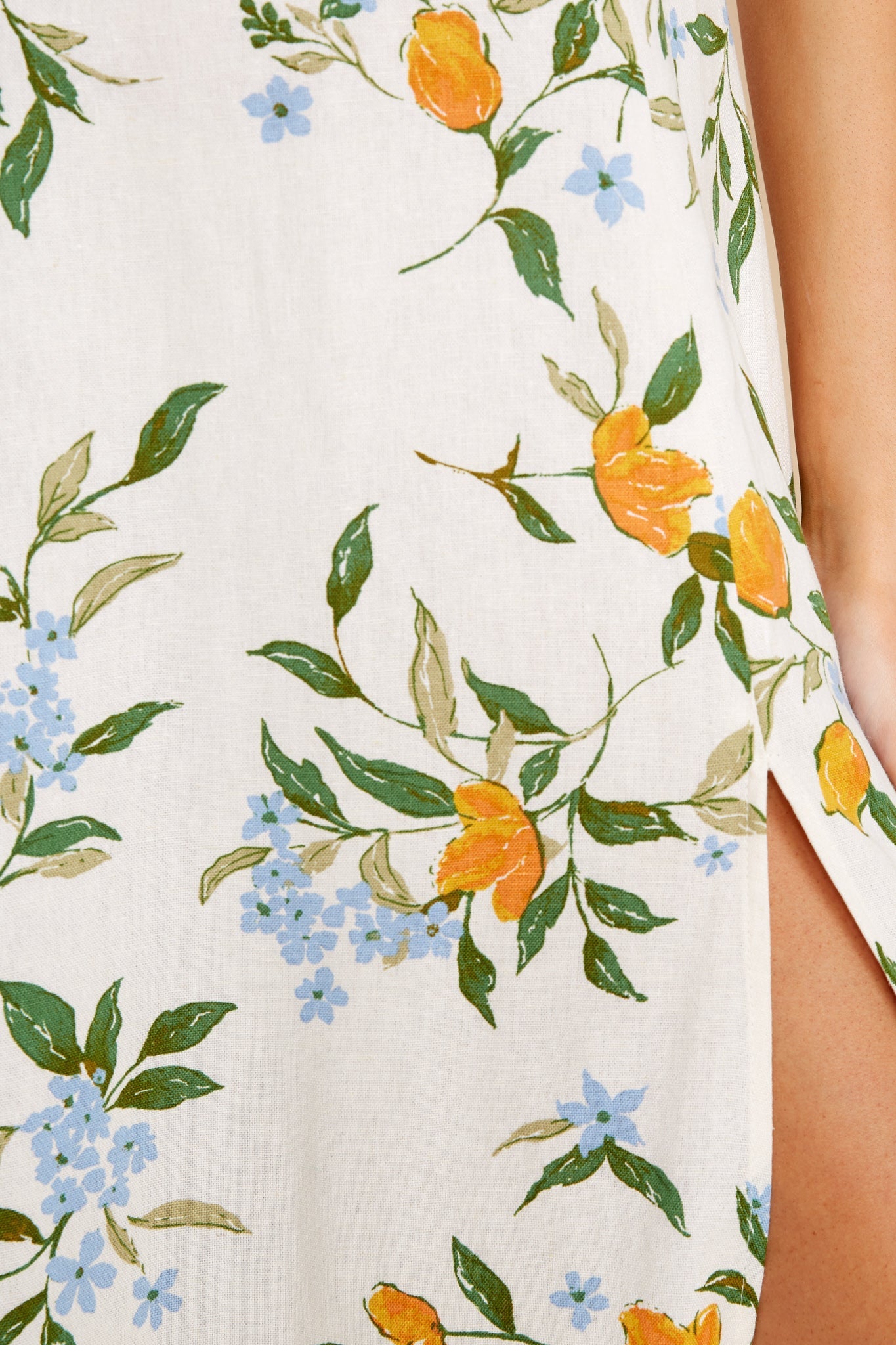 Oh So Fresh Ivory Multi Floral Print Midi Dress