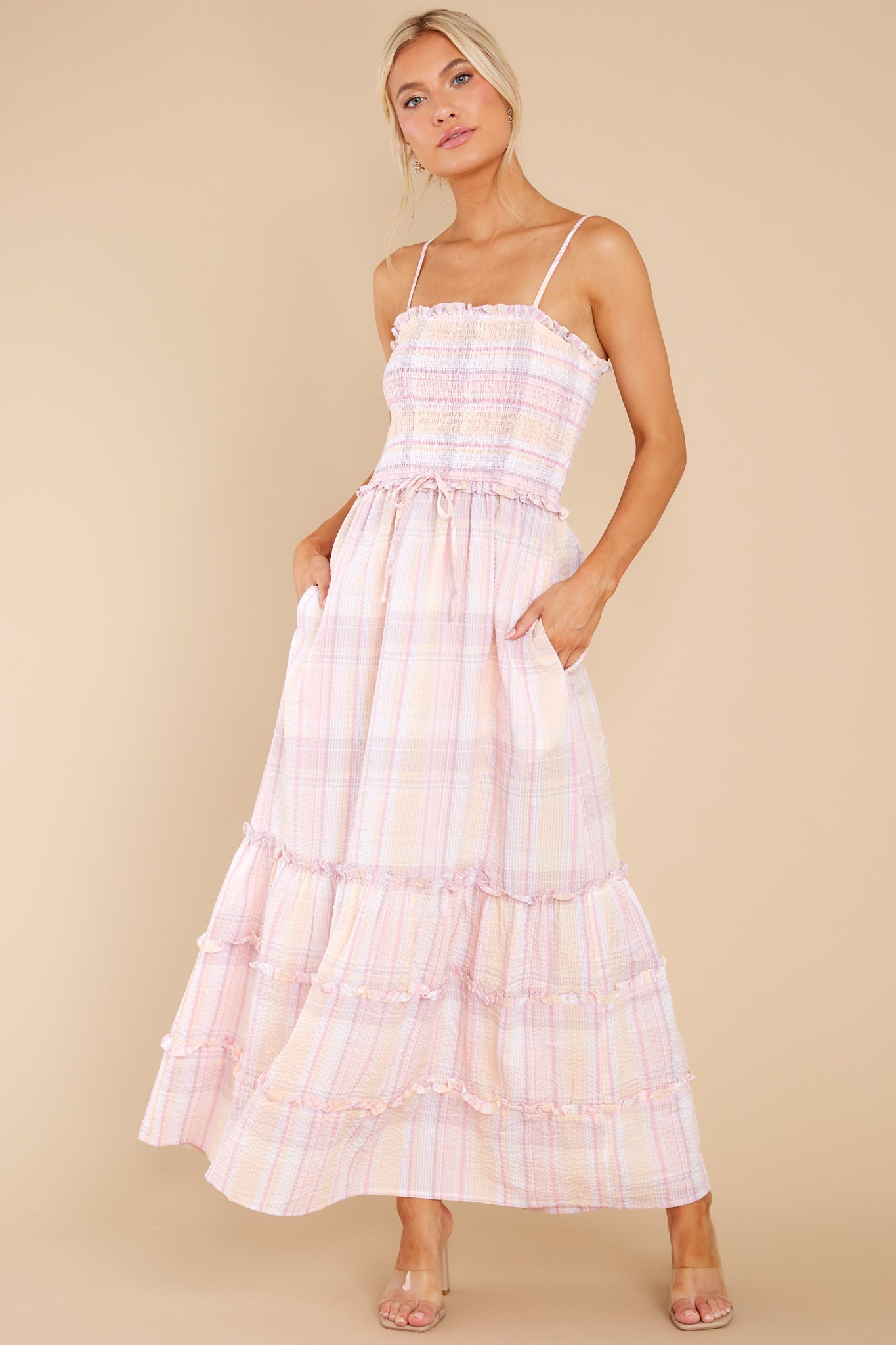 Absolutely Darling Pink Plaid Maxi Dress