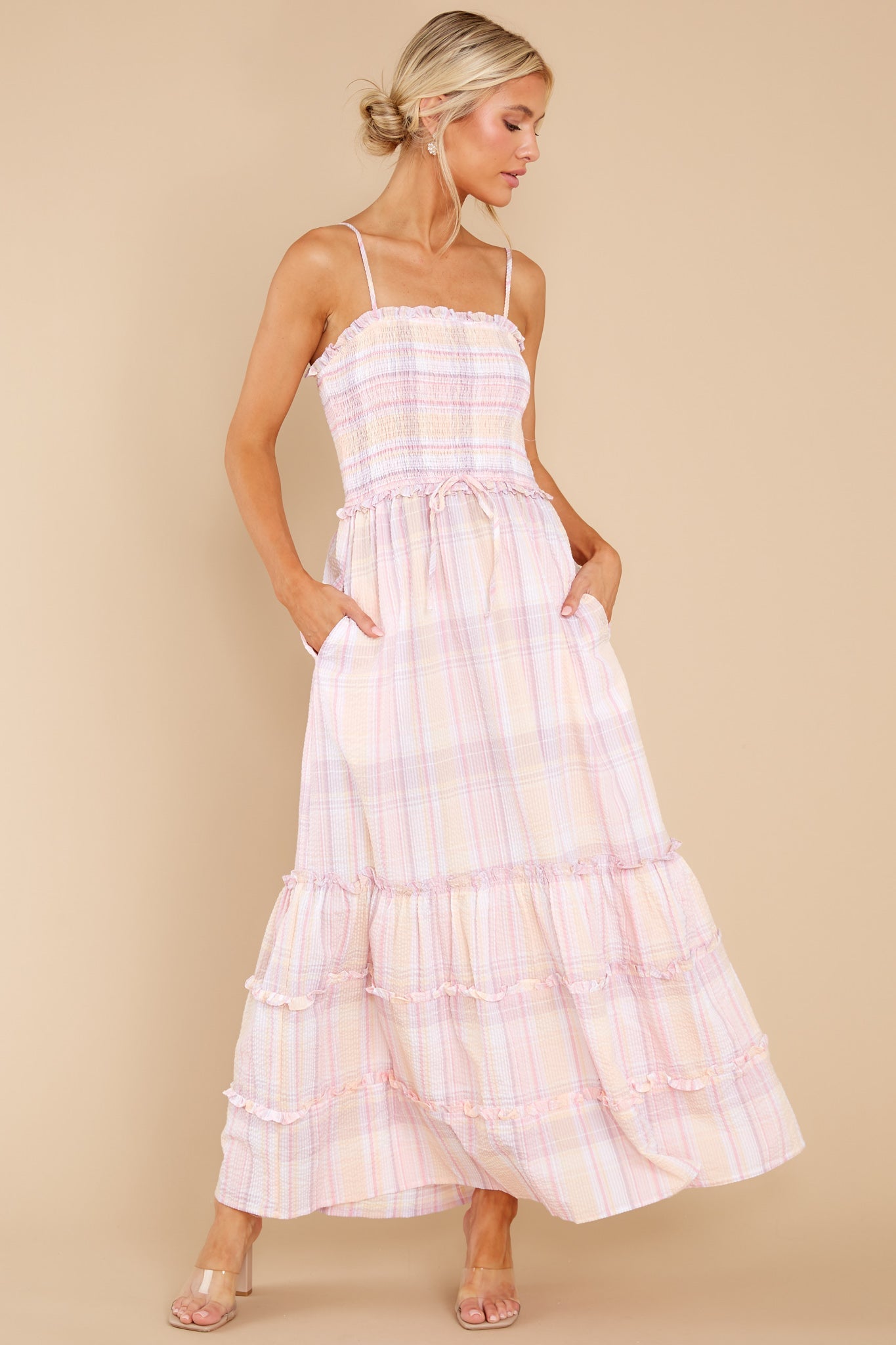 Absolutely Darling Pink Plaid Maxi Dress