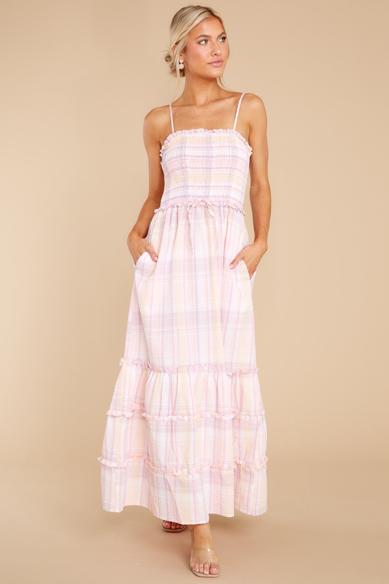 Absolutely Darling Pink Plaid Maxi Dress