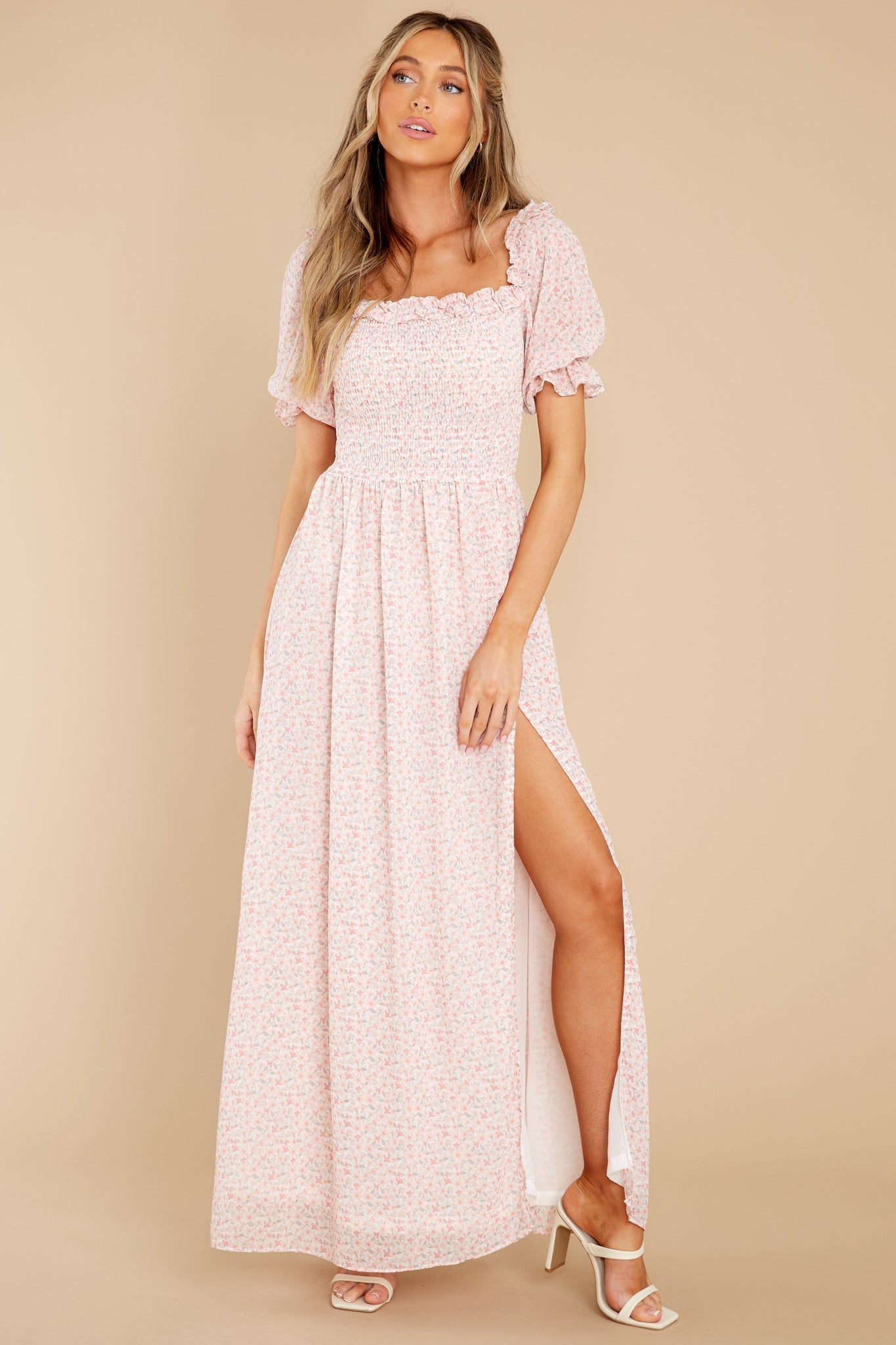 String Of Luck Pink Floral Print Maxi Dress