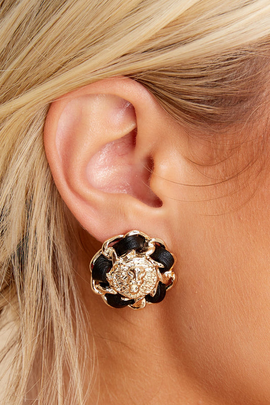 Dreamy Feeling Black And Gold Earrings