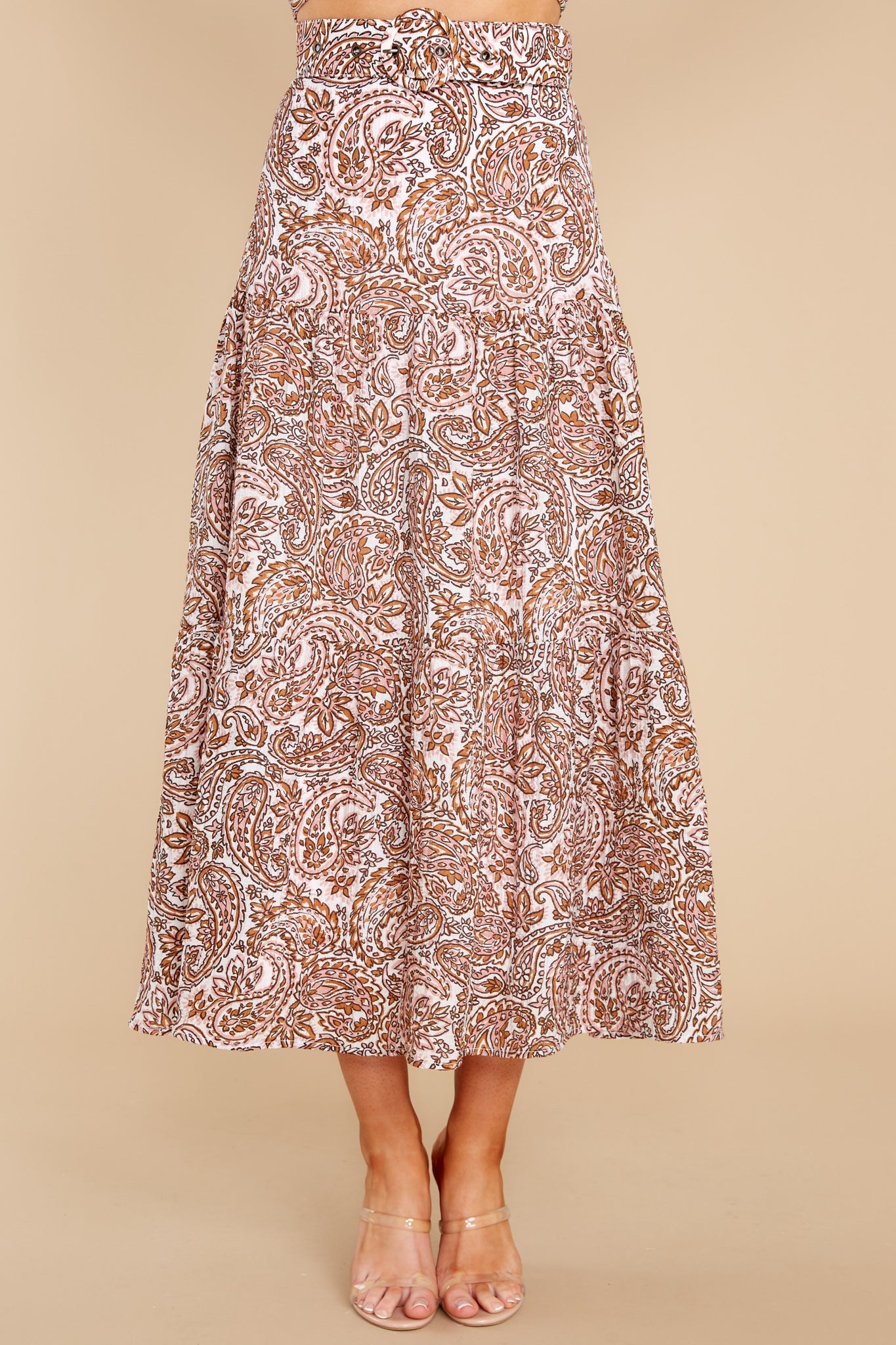 Jedda Paisley Belted Midi Skirt