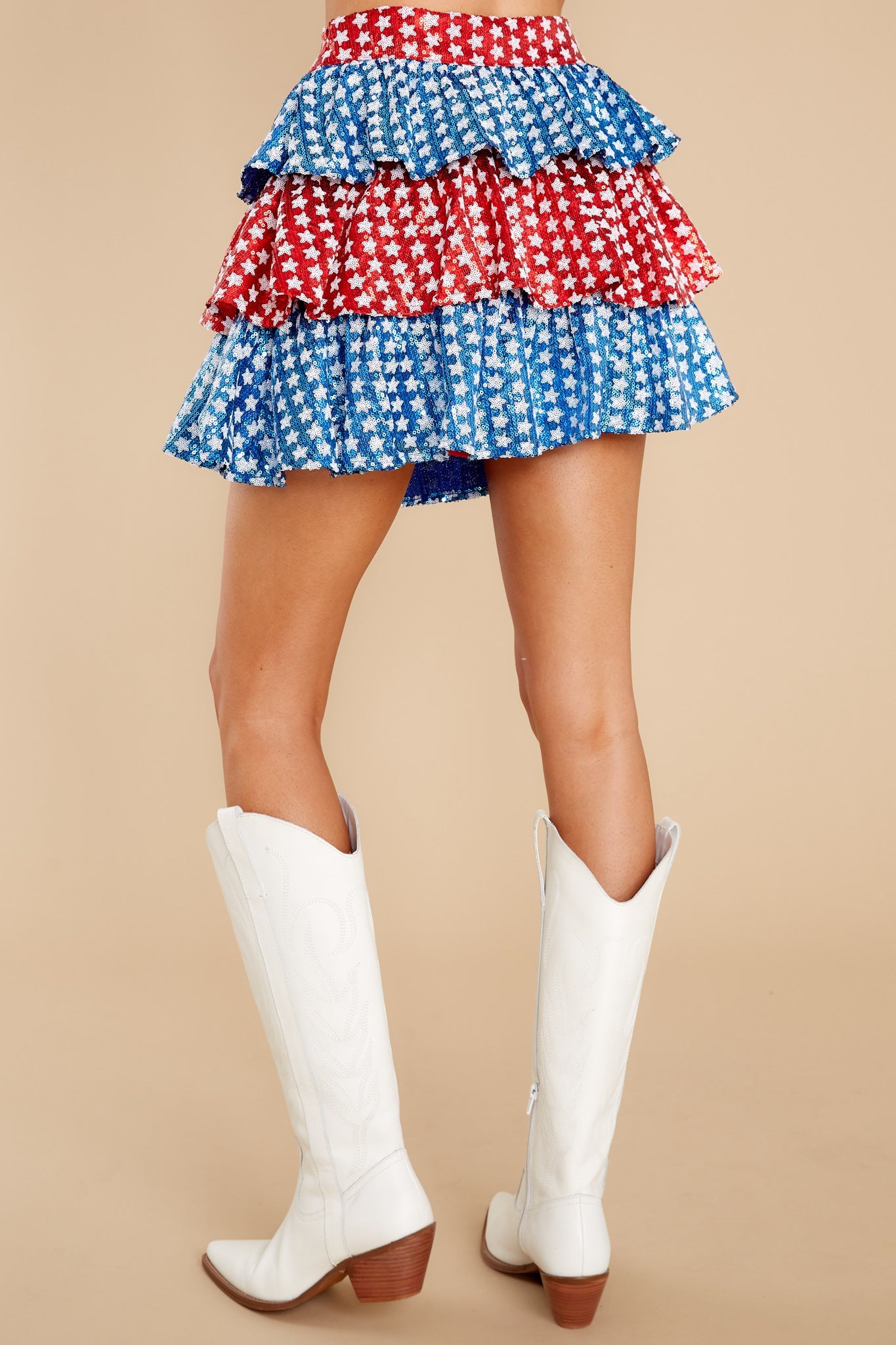 Red, White And Blue Sequin Star Skort