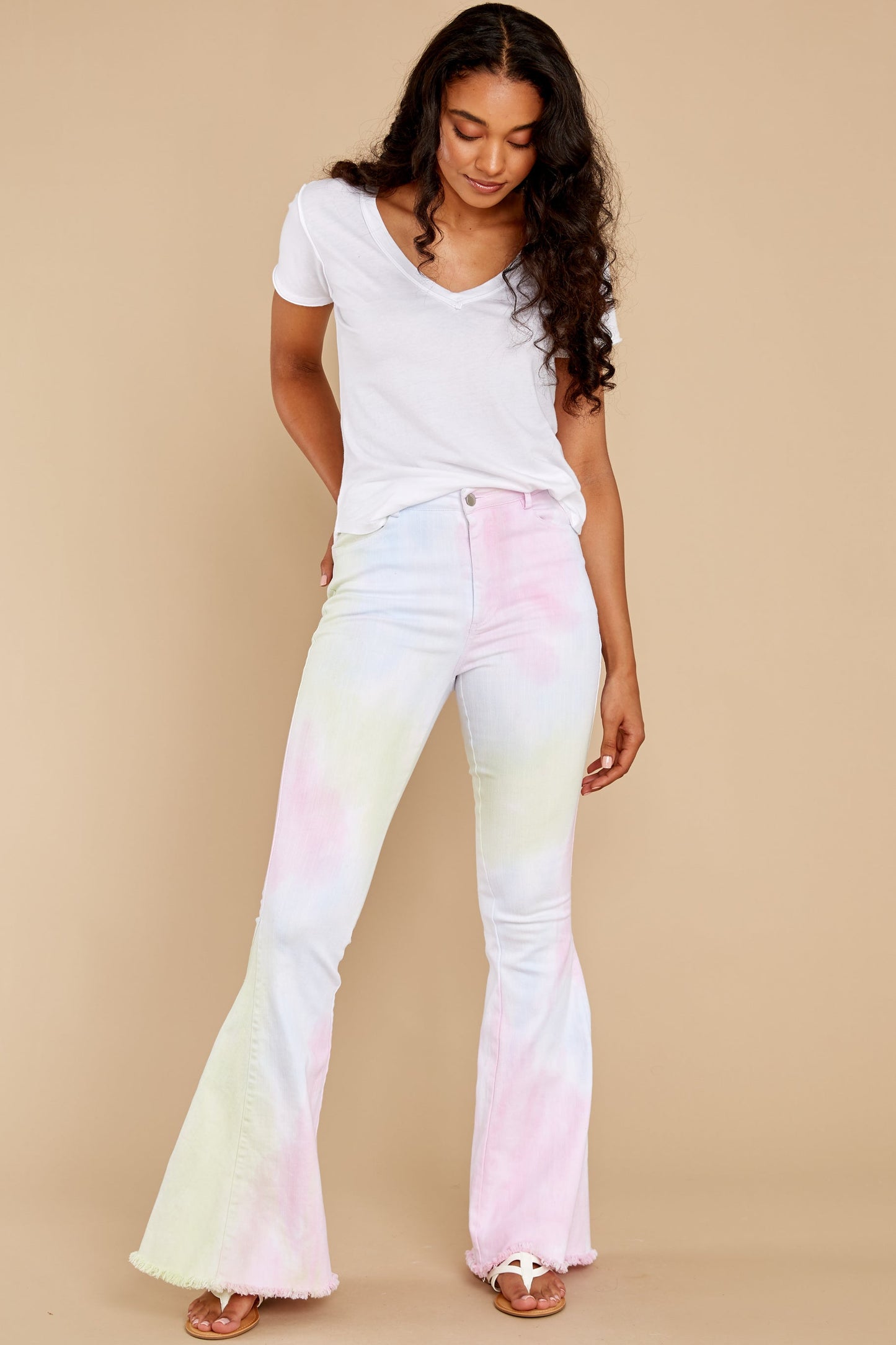 That Much Sweeter Pink Tie Dye Flare Jeans