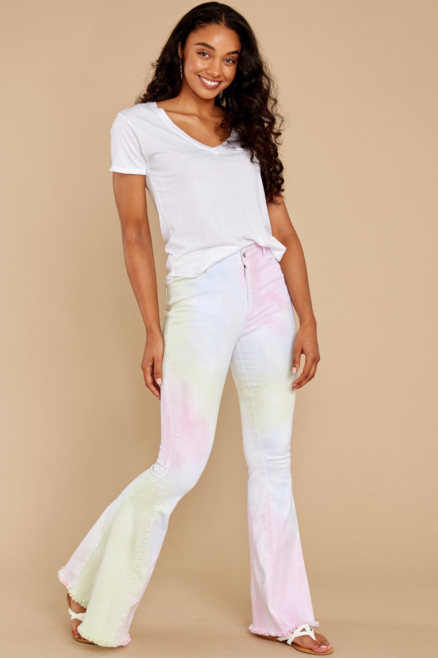 That Much Sweeter Pink Tie Dye Flare Jeans