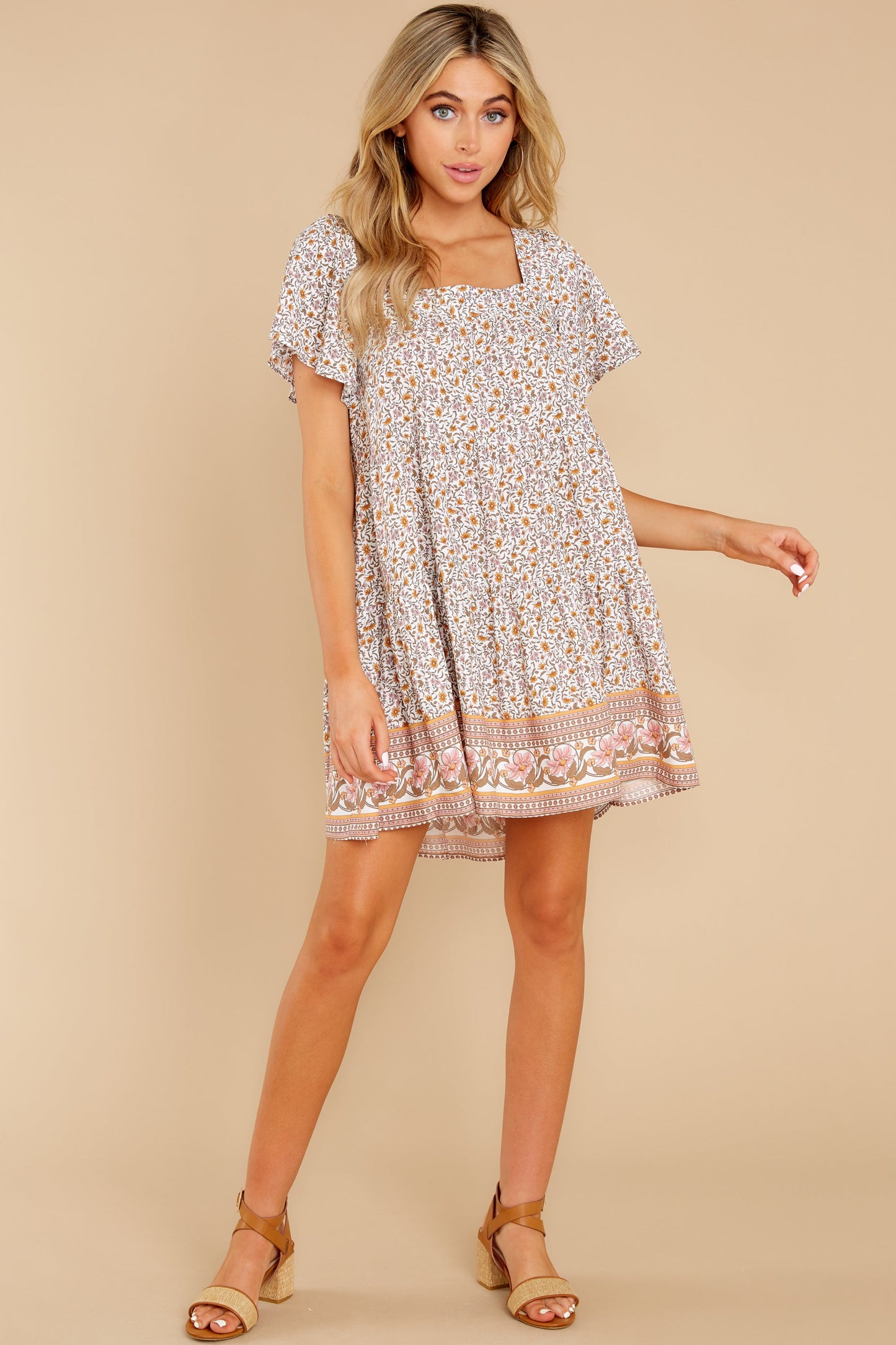 Beautiful Morning Off White Floral Print Dress