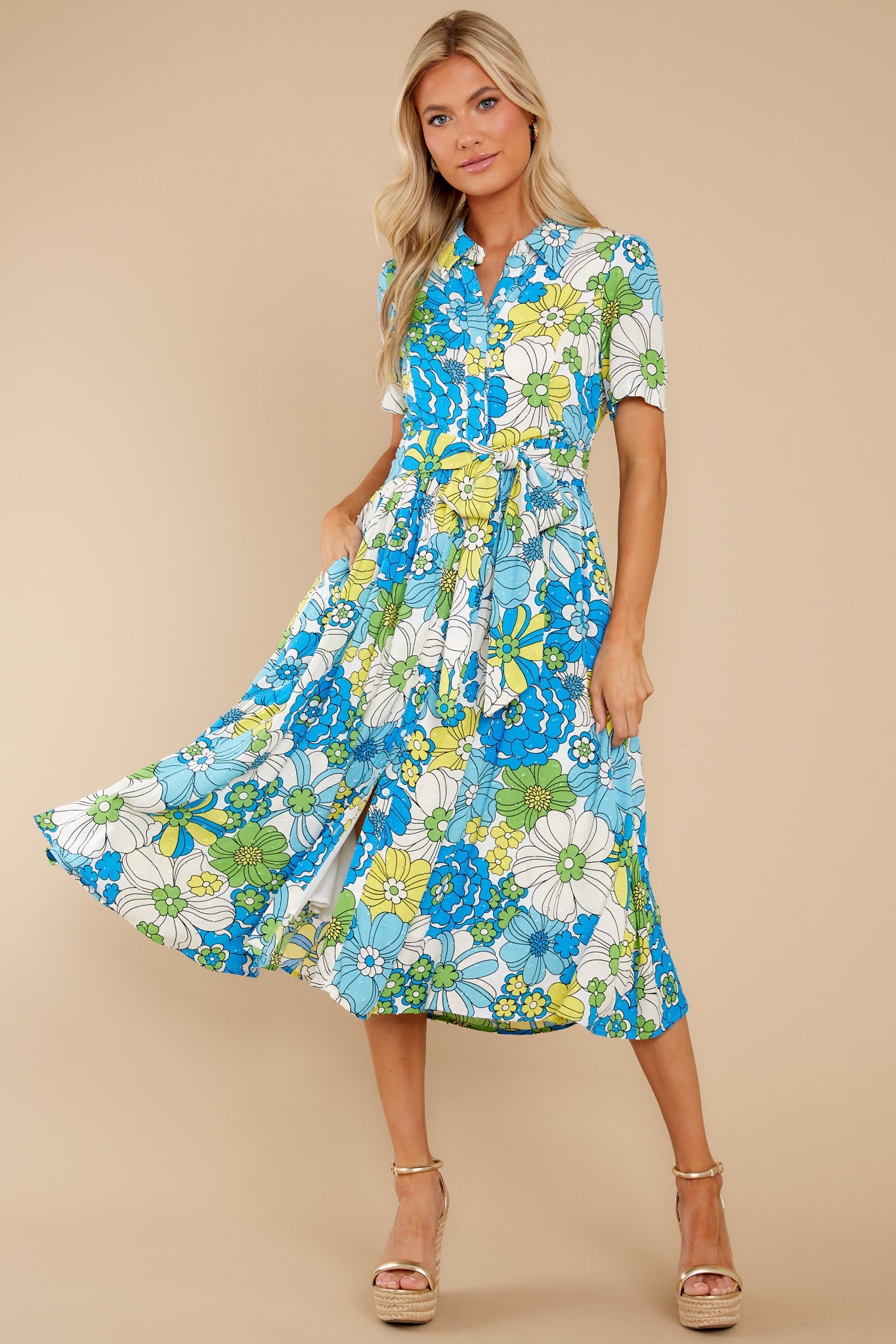 Feeling Florals Blue Multi Floral Print Dress