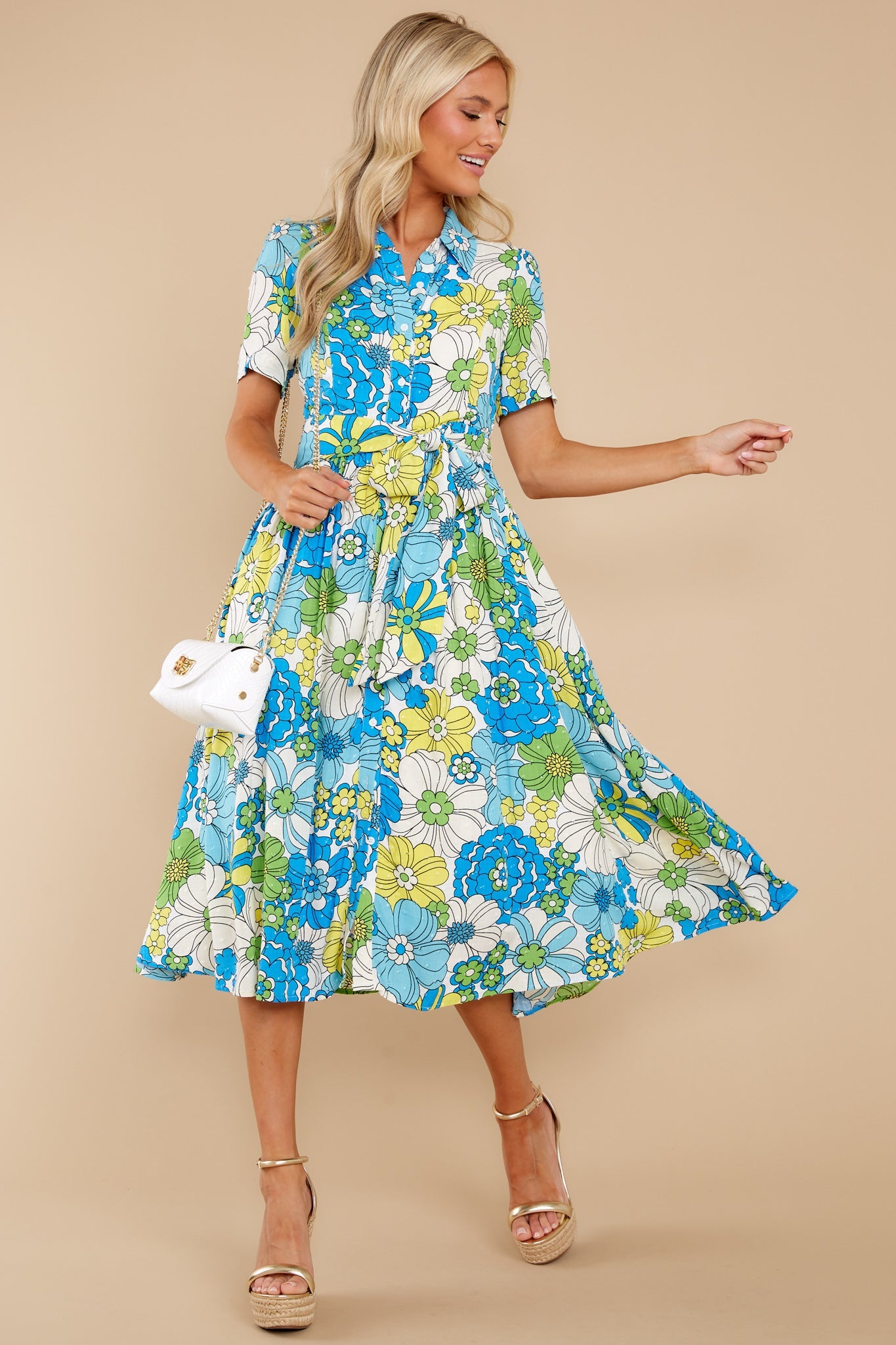 Feeling Florals Blue Multi Floral Print Dress