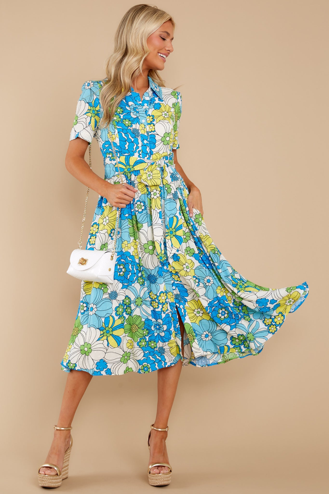 Feeling Florals Blue Multi Floral Print Dress