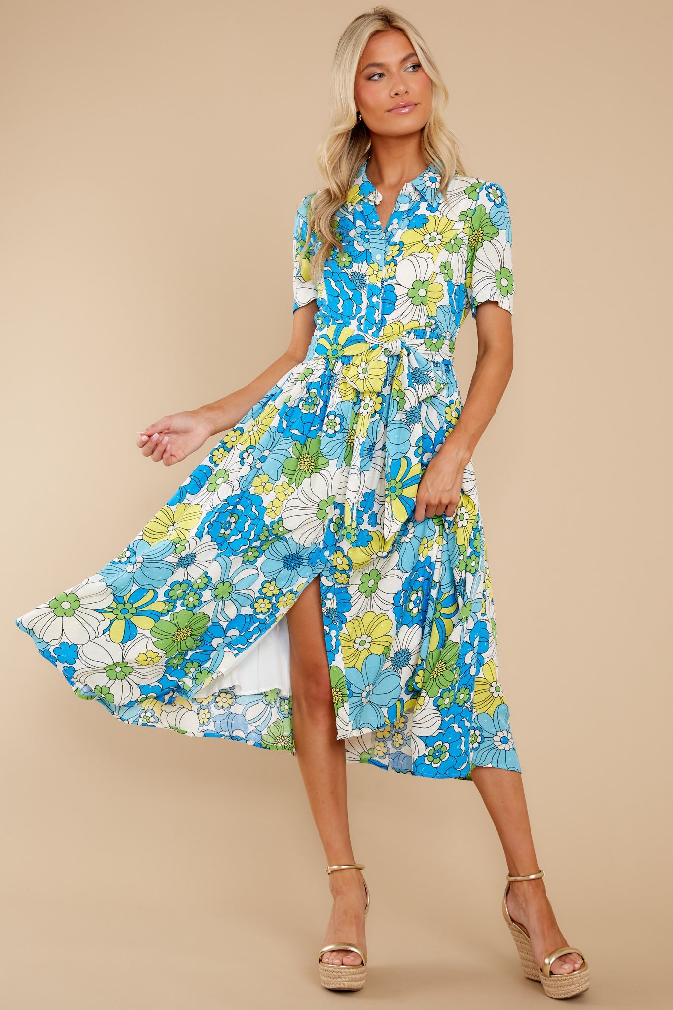 Feeling Florals Blue Multi Floral Print Dress