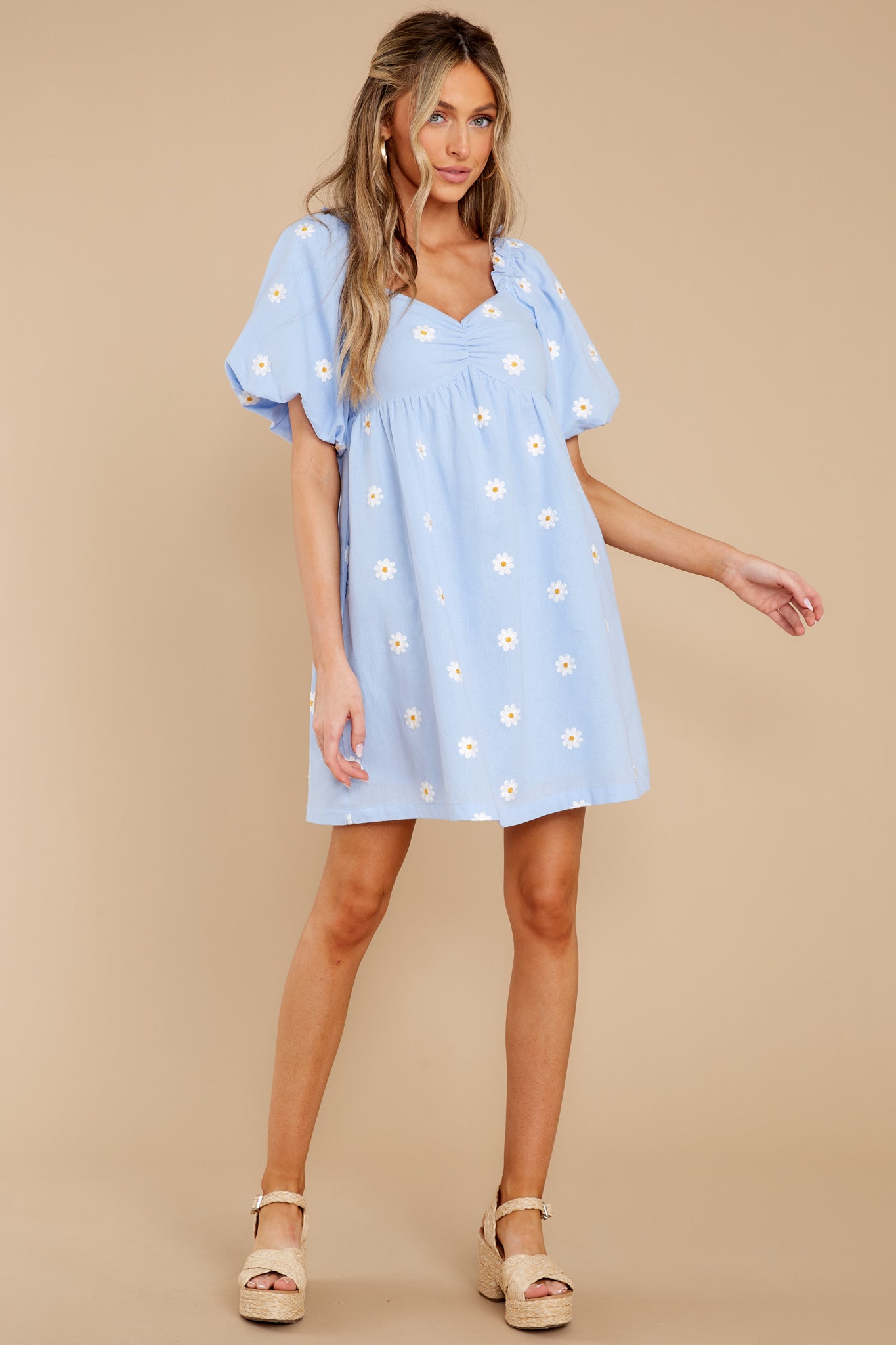 Darling Dances Light Blue Floral Print Dress