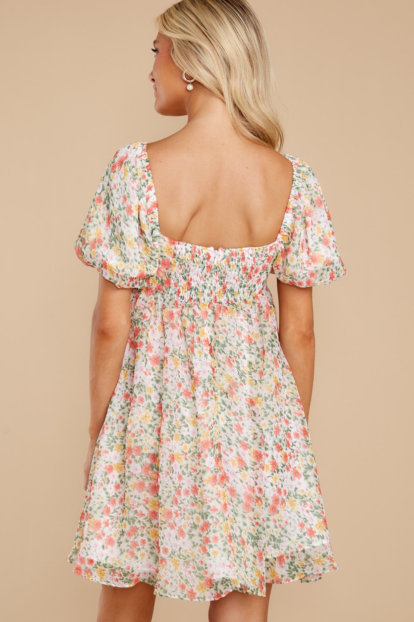 Song And Dance Ivory Multi Floral Print Dress