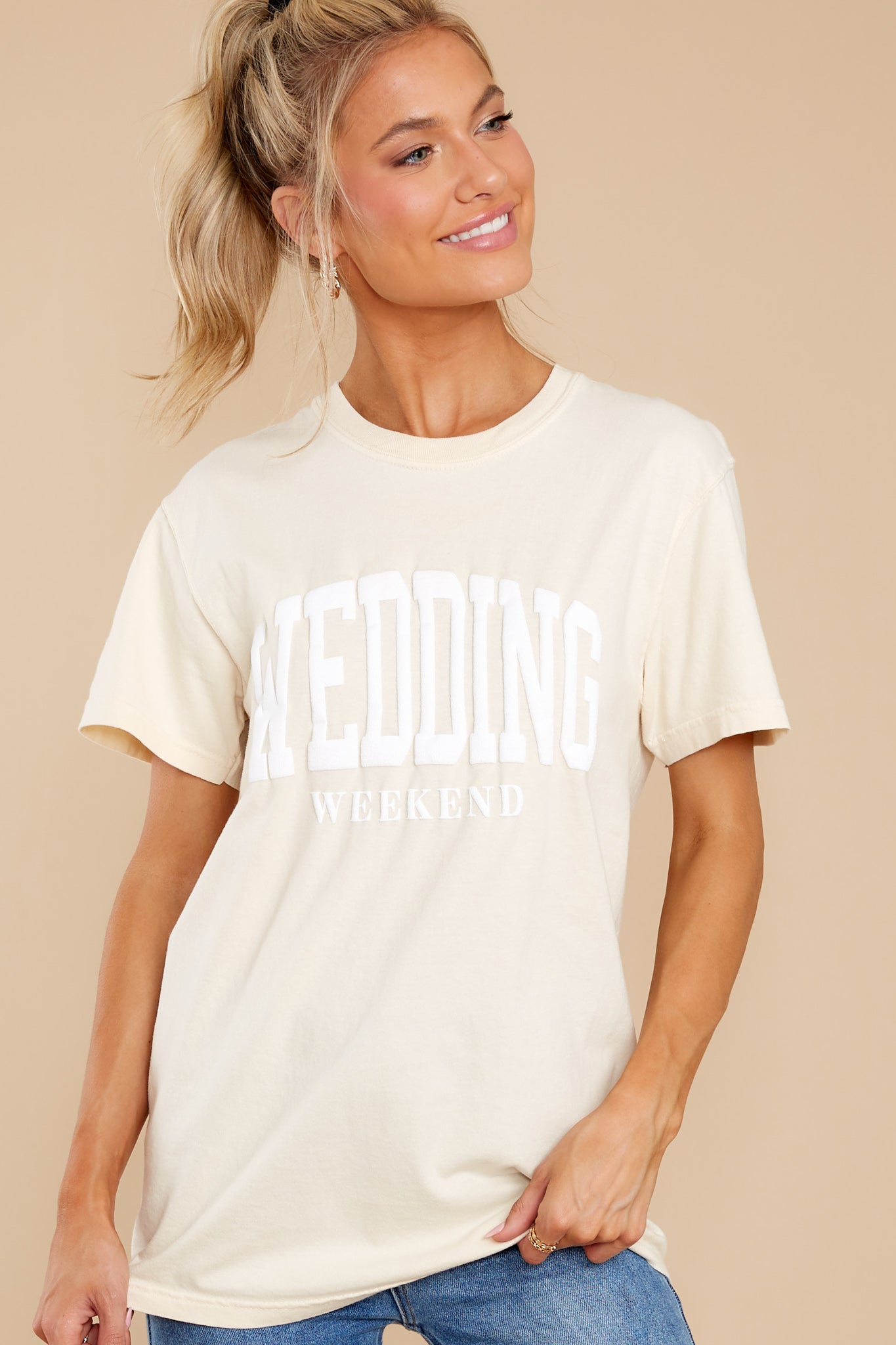 Wedding Weekend Beige Tee