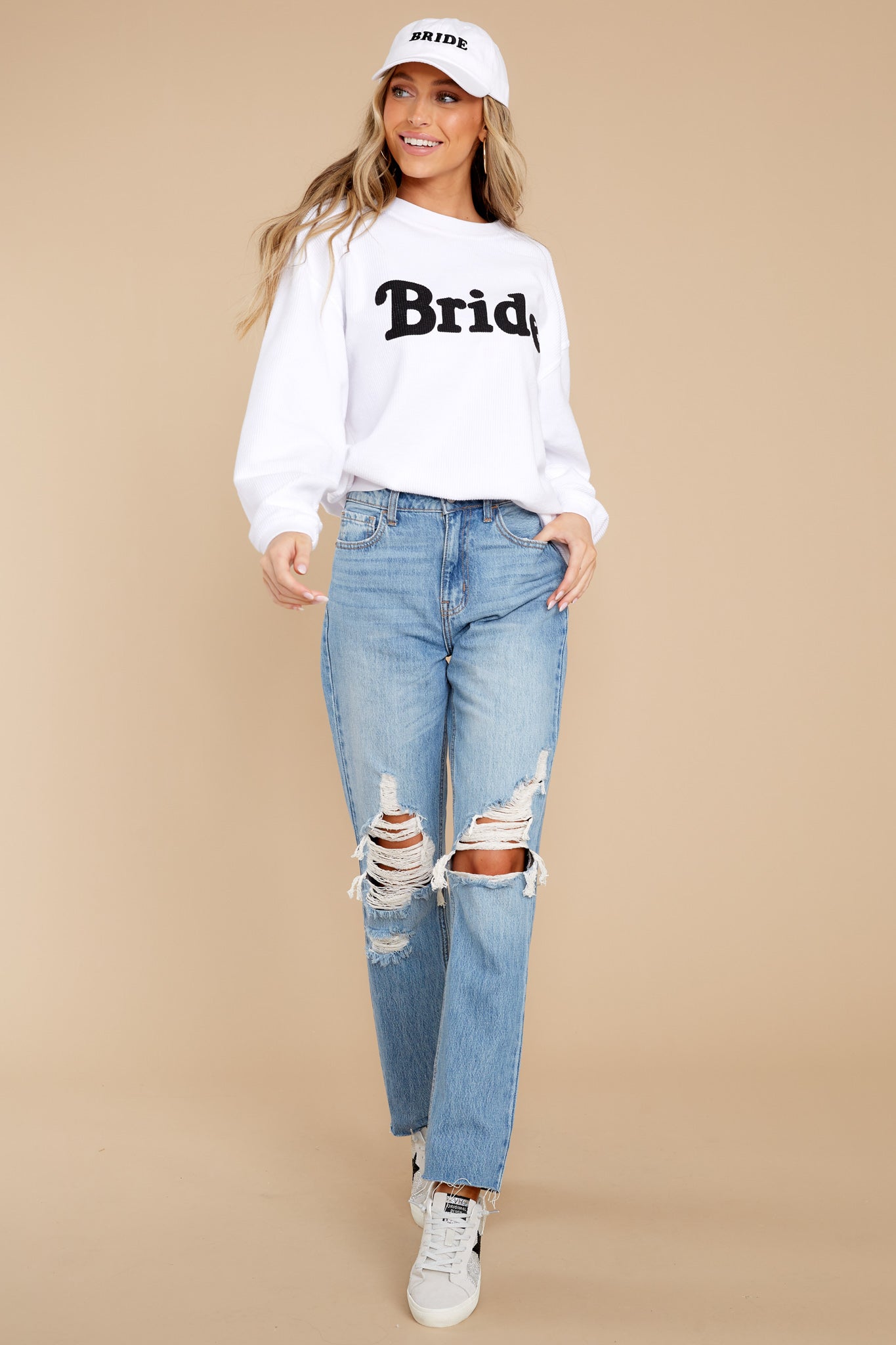 Bride White Corded Sweatshirt