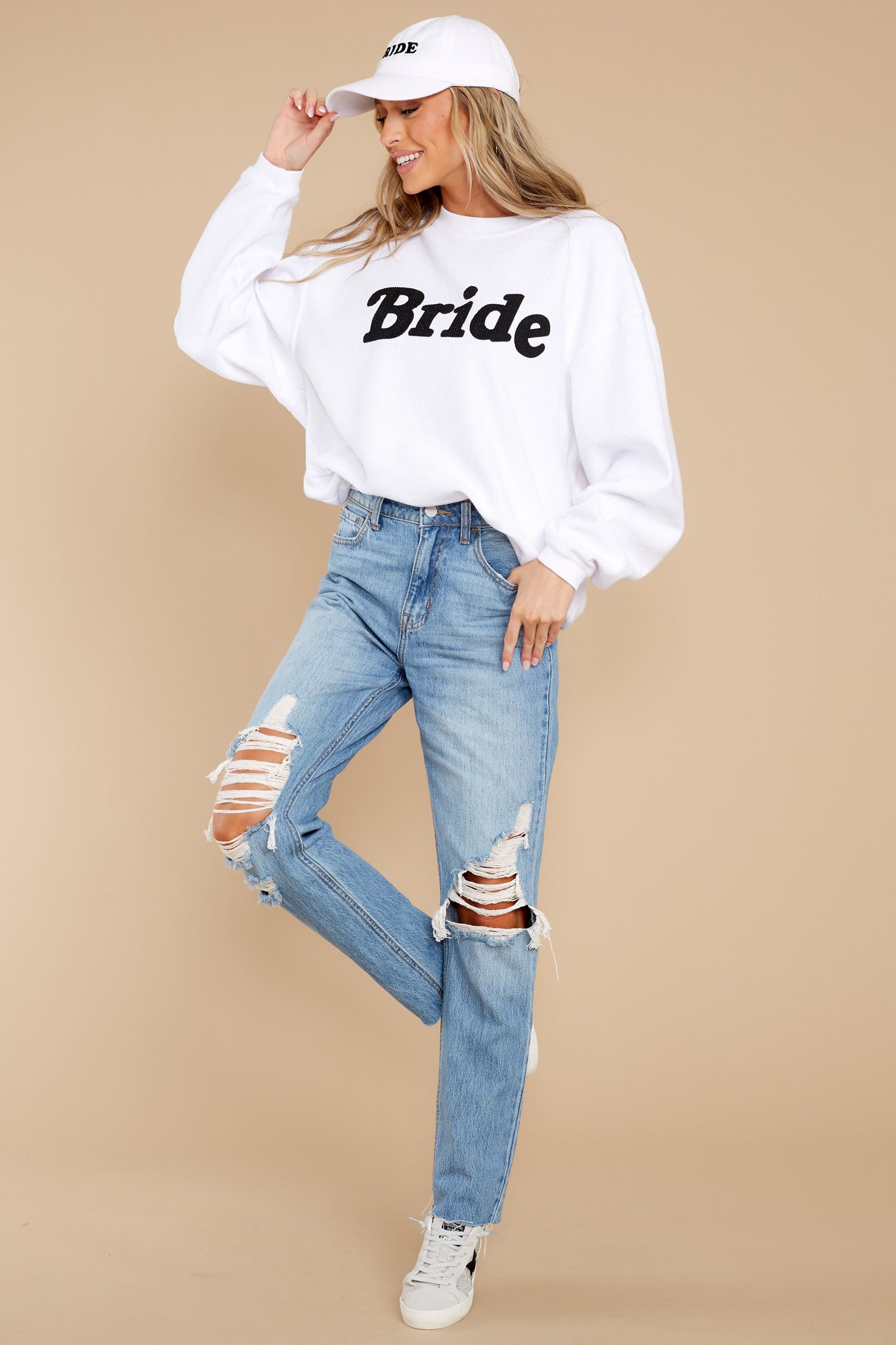 Bride White Corded Sweatshirt