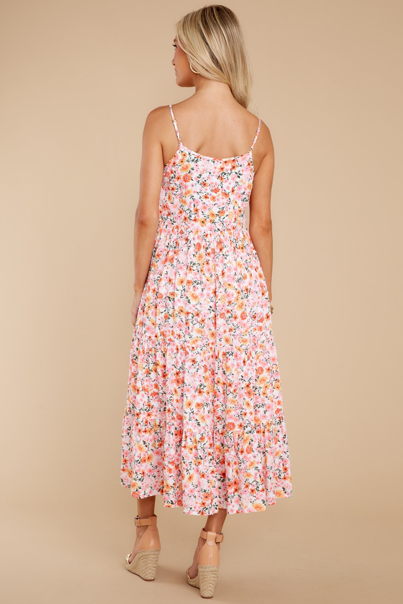 Sweet Retreat Pink Floral Midi Dress