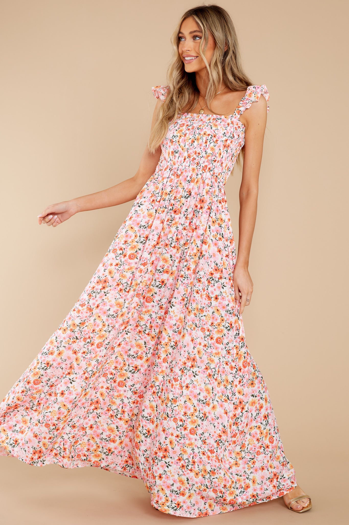 Delightful Darling Pink Multi Floral Print Maxi Dress