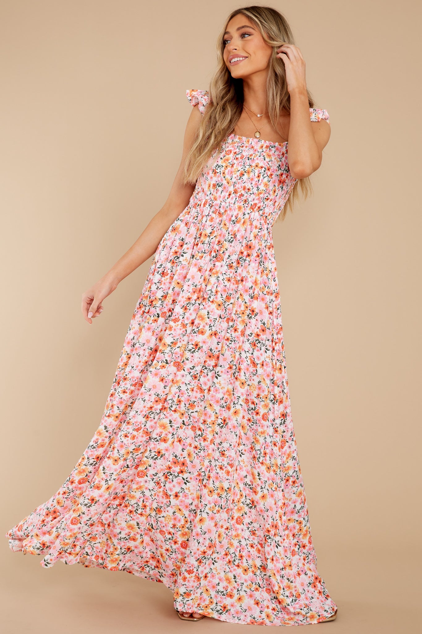 Delightful Darling Pink Multi Floral Print Maxi Dress