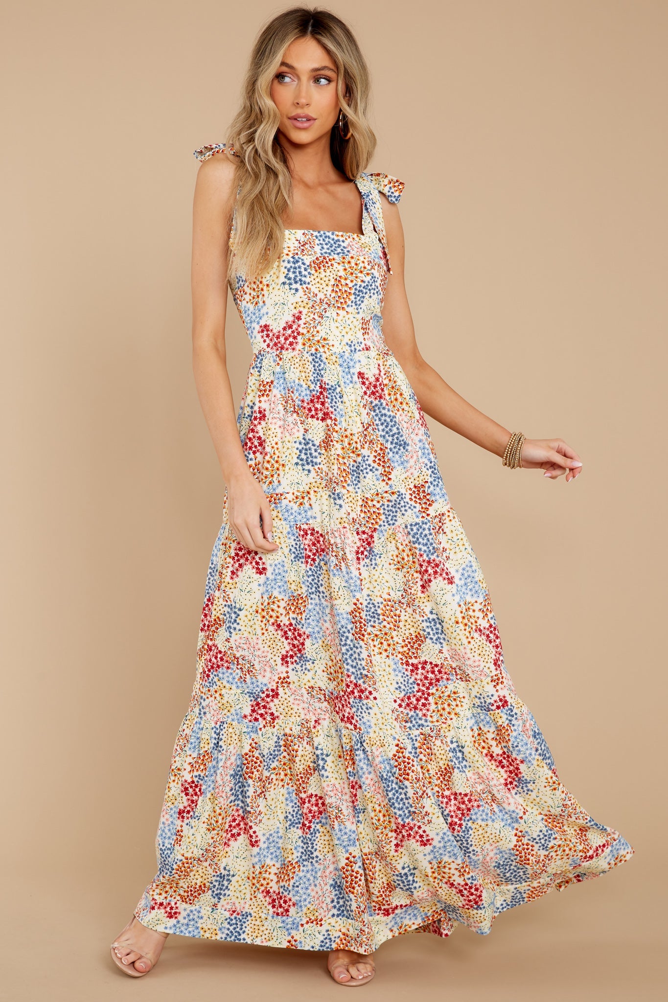 Sweet Blossoms Yellow Multi Floral Print Maxi Dress