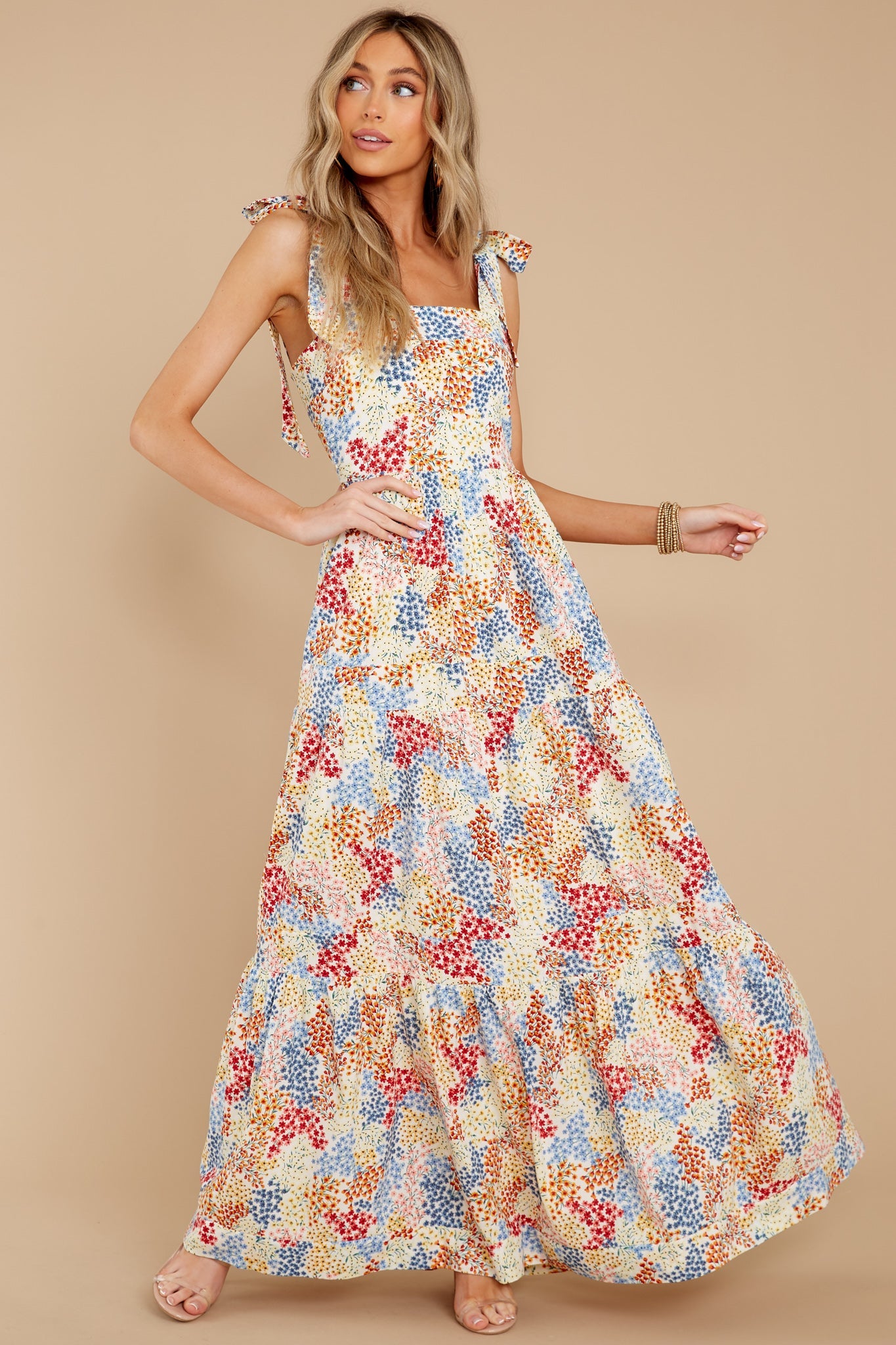 Sweet Blossoms Yellow Multi Floral Print Maxi Dress