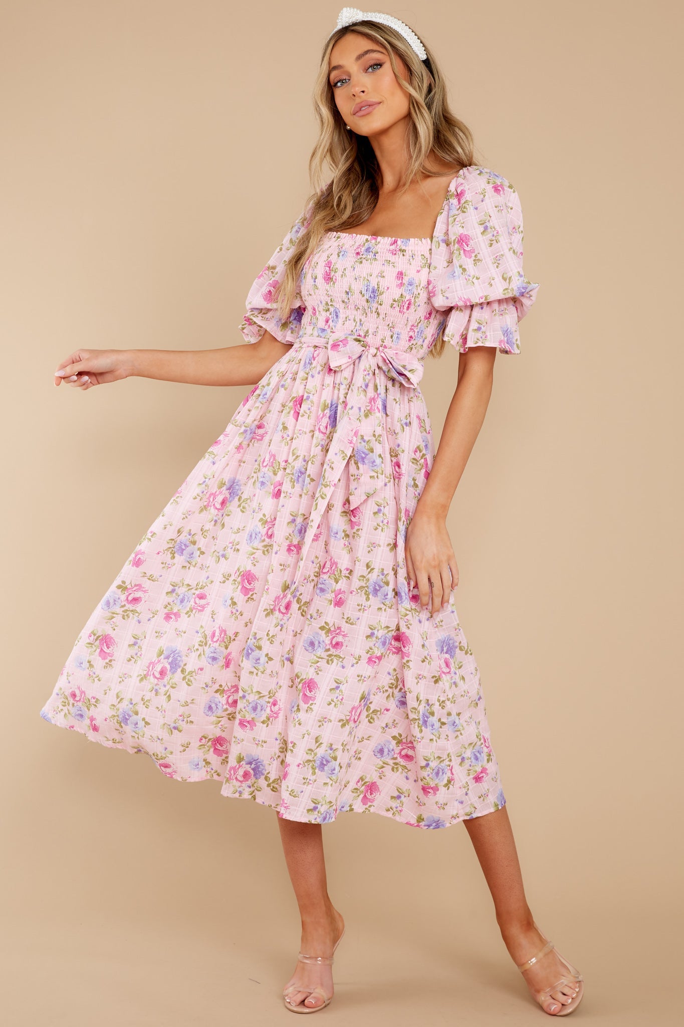 Someone I Adore Pink Multi Floral Print Cotton Midi Dress