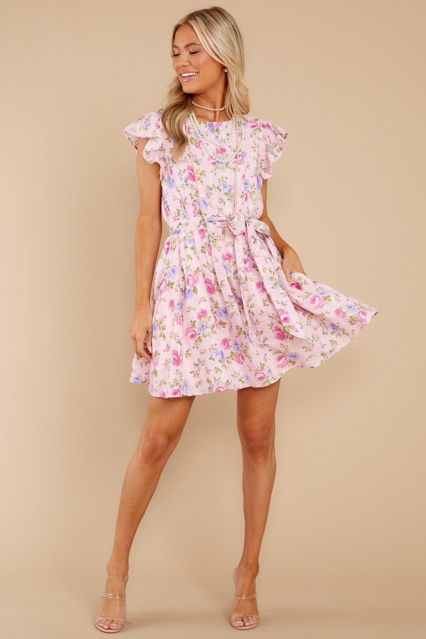 Wearing A Smile Pink Floral Print Cotton Dress