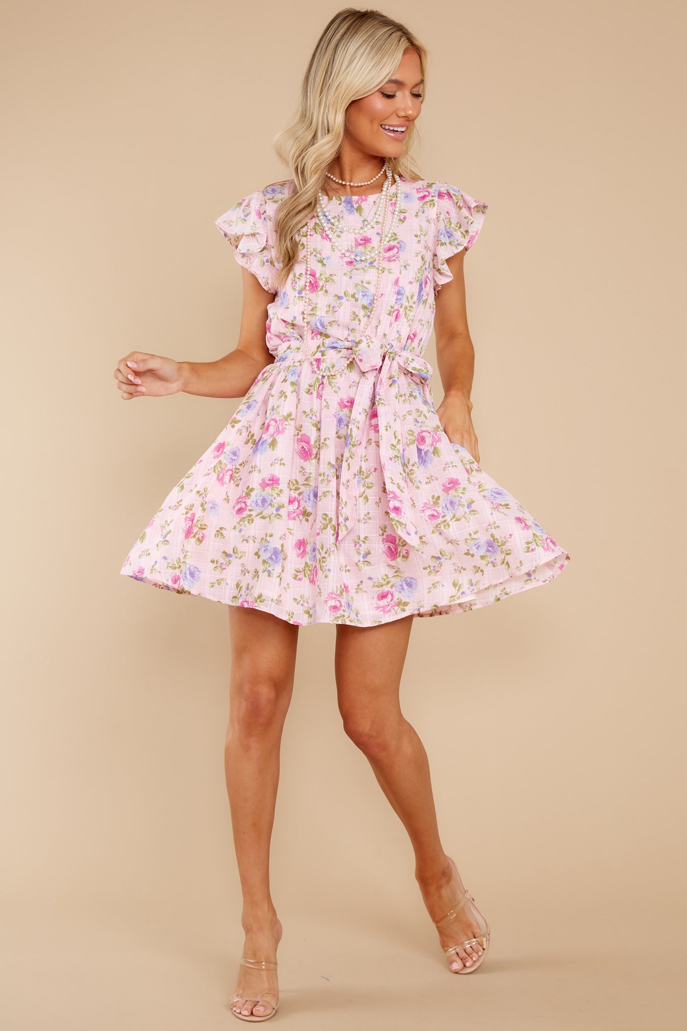 Wearing A Smile Pink Floral Print Cotton Dress