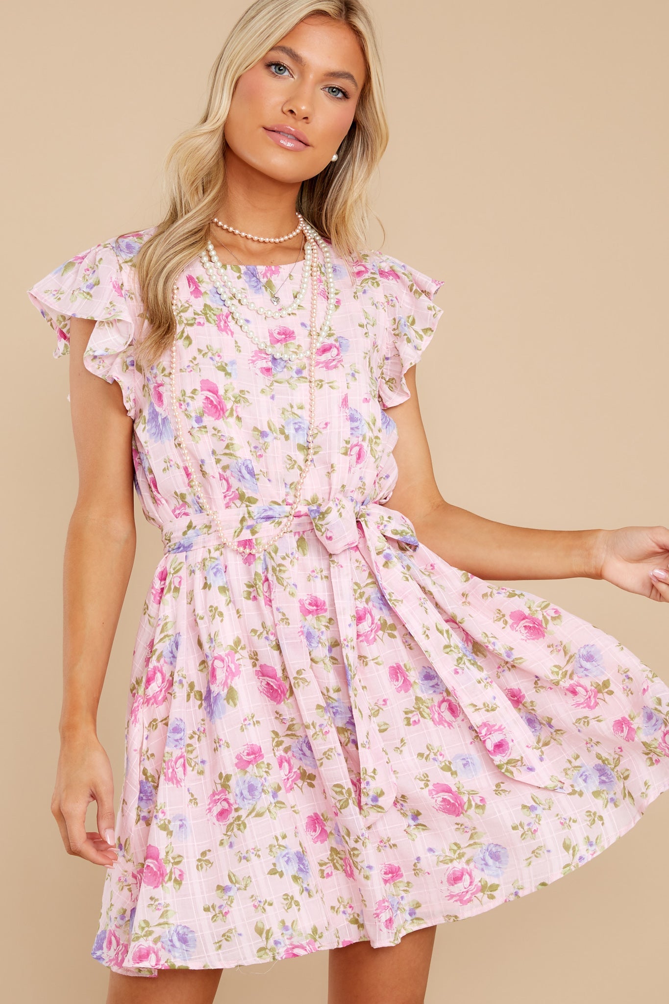 Wearing A Smile Pink Floral Print Cotton Dress